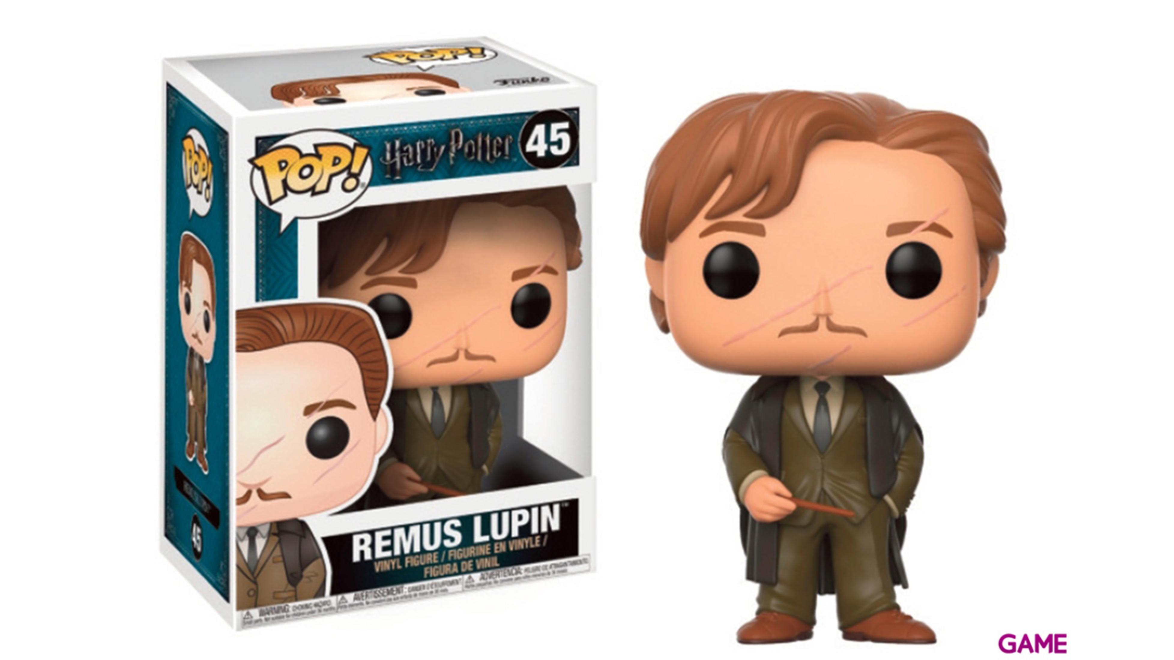 Action figure Funko Pop! in vinile di Remus Lupin da Harry Potter, con bacchetta.