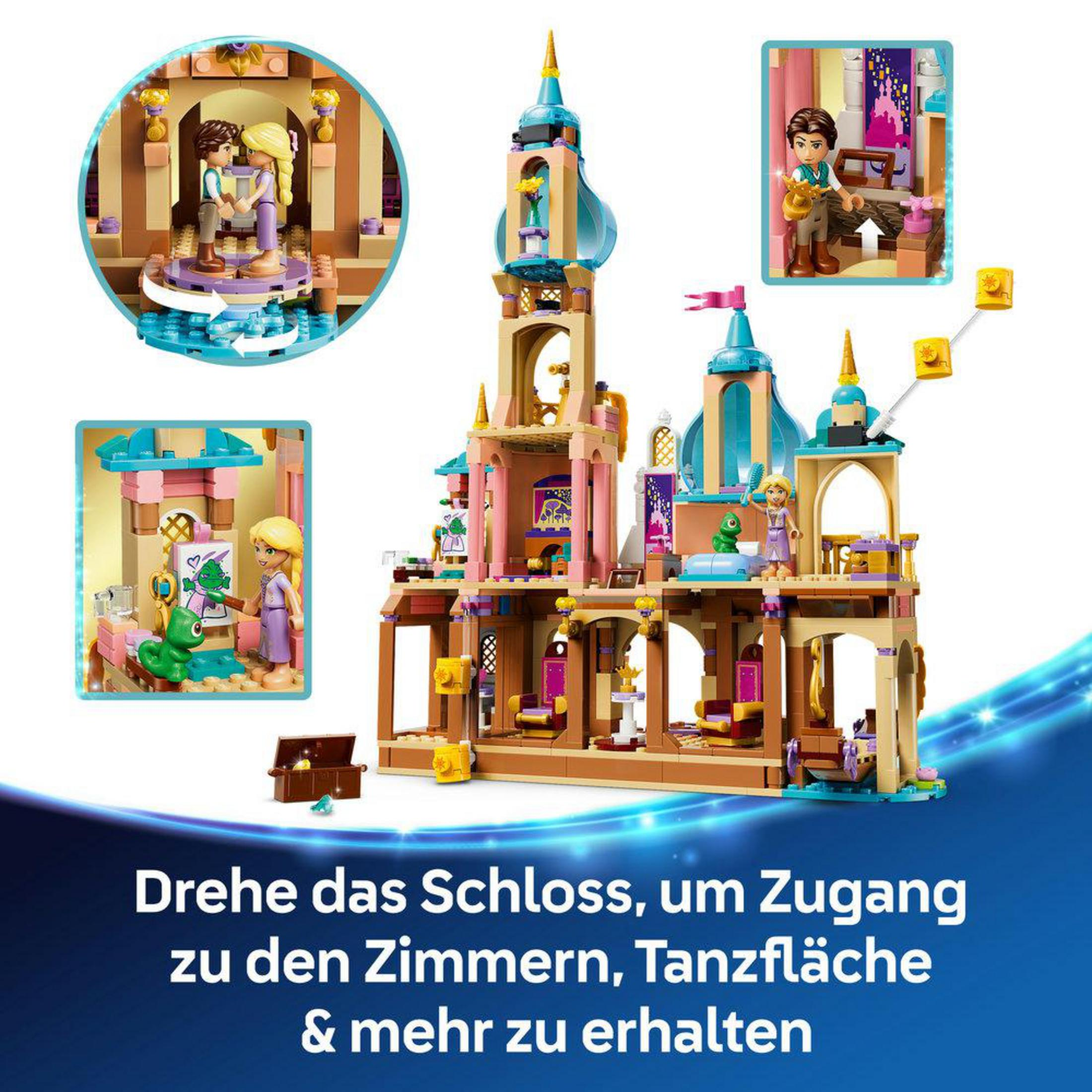 Zamek Lego z figurkami i detalami do odkrywania pomieszczeń.