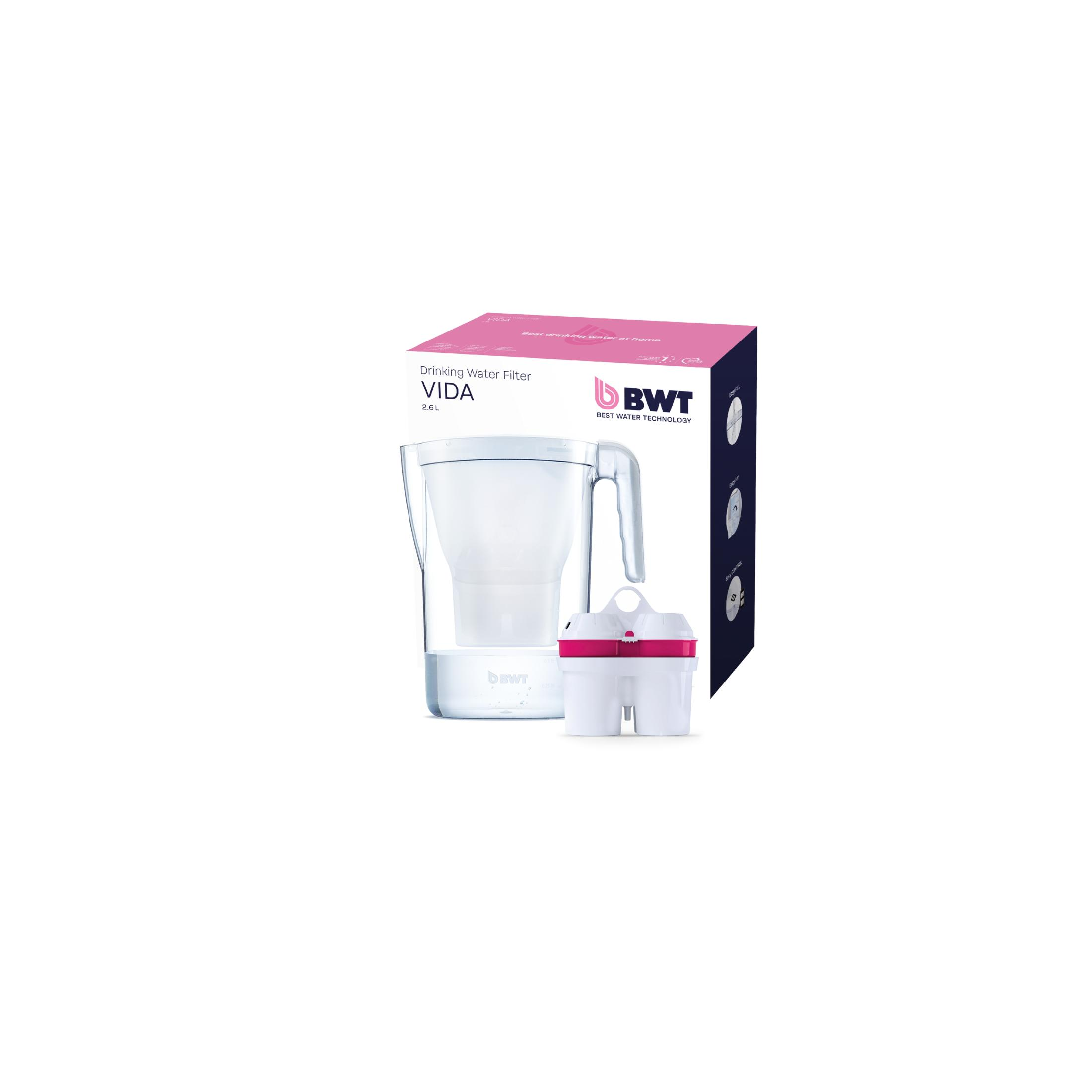 Caraffa filtrante BWT VIDA con filtro di ricambio, capacità 2,6 L.