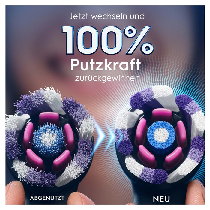 Confronto testina usata e nuova, mostra 100% potere pulente.