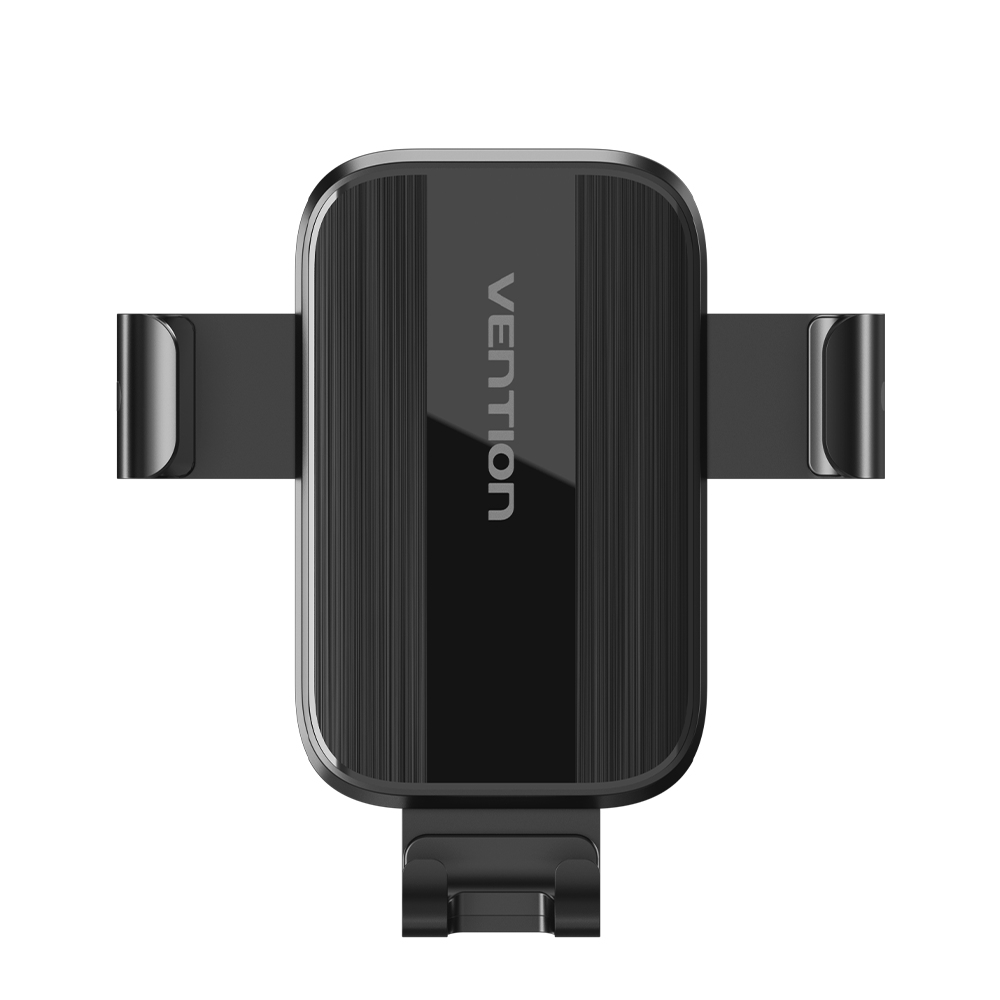 Ein schwarzer Handyhalter mit VENTION-Logo, auf weißem Hintergrund.