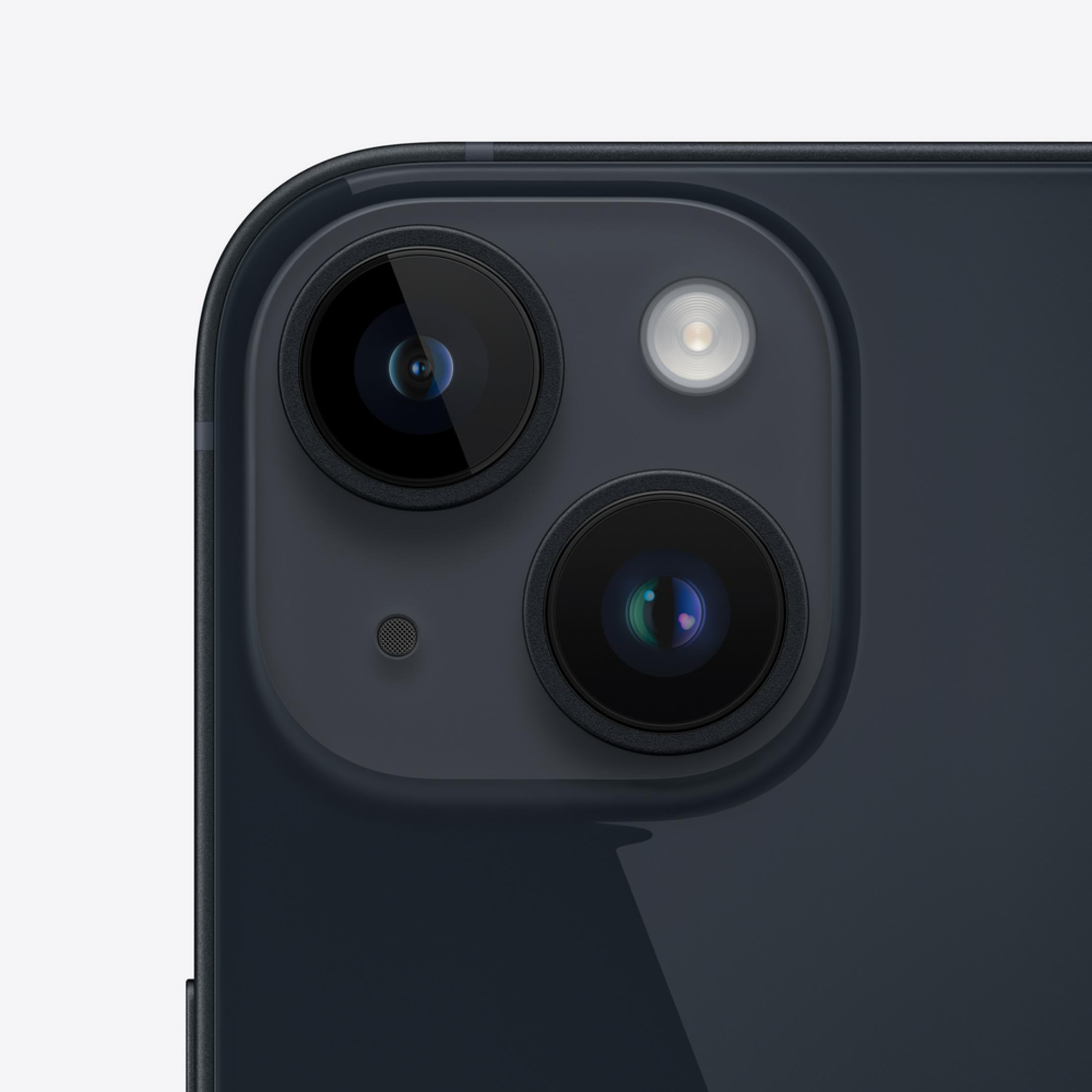 Primo piano del retro di uno smartphone scuro, con due obiettivi e flash.