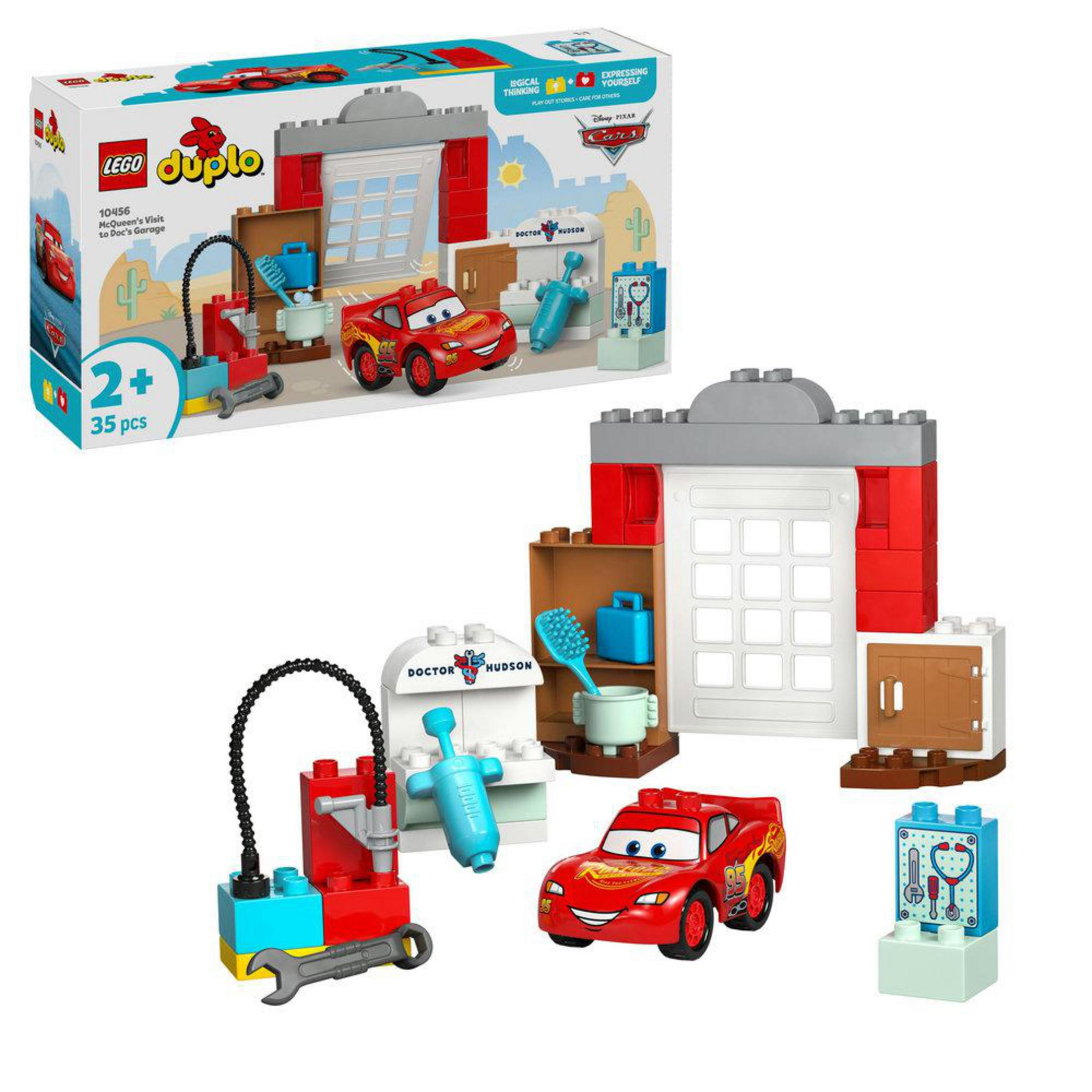 Set de juego LEGO Duplo con Rayo McQueen y accesorios de doctor.