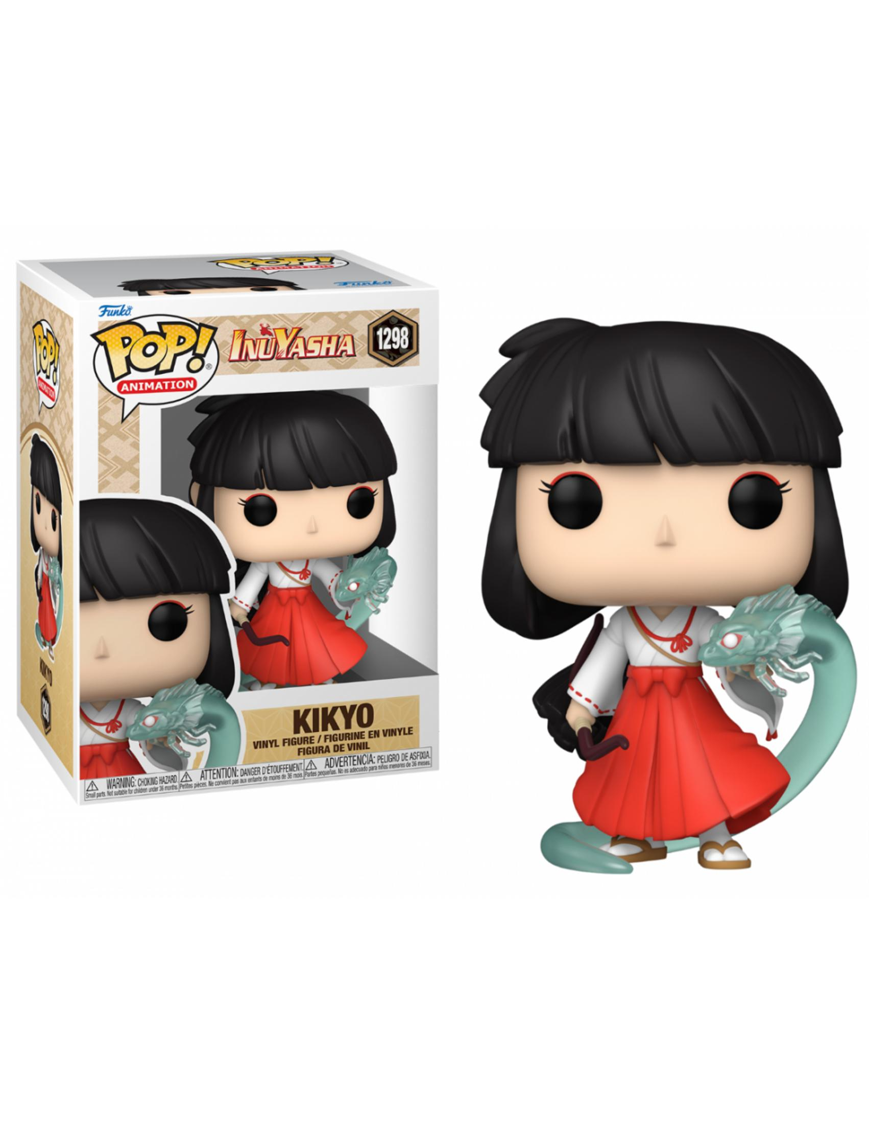 Funko Pop! Vinyl Figur von Kikyo aus Inuyasha mit einem grünen Drachen auf einem Sockel.