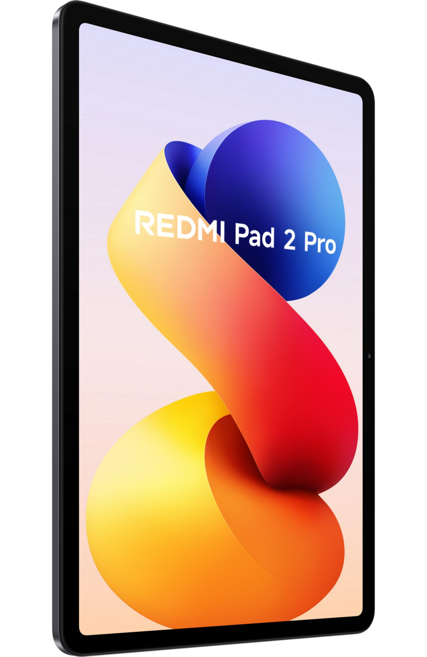 Tablet nero con forme astratte colorate e testo REDMI Pad 2 Pro.