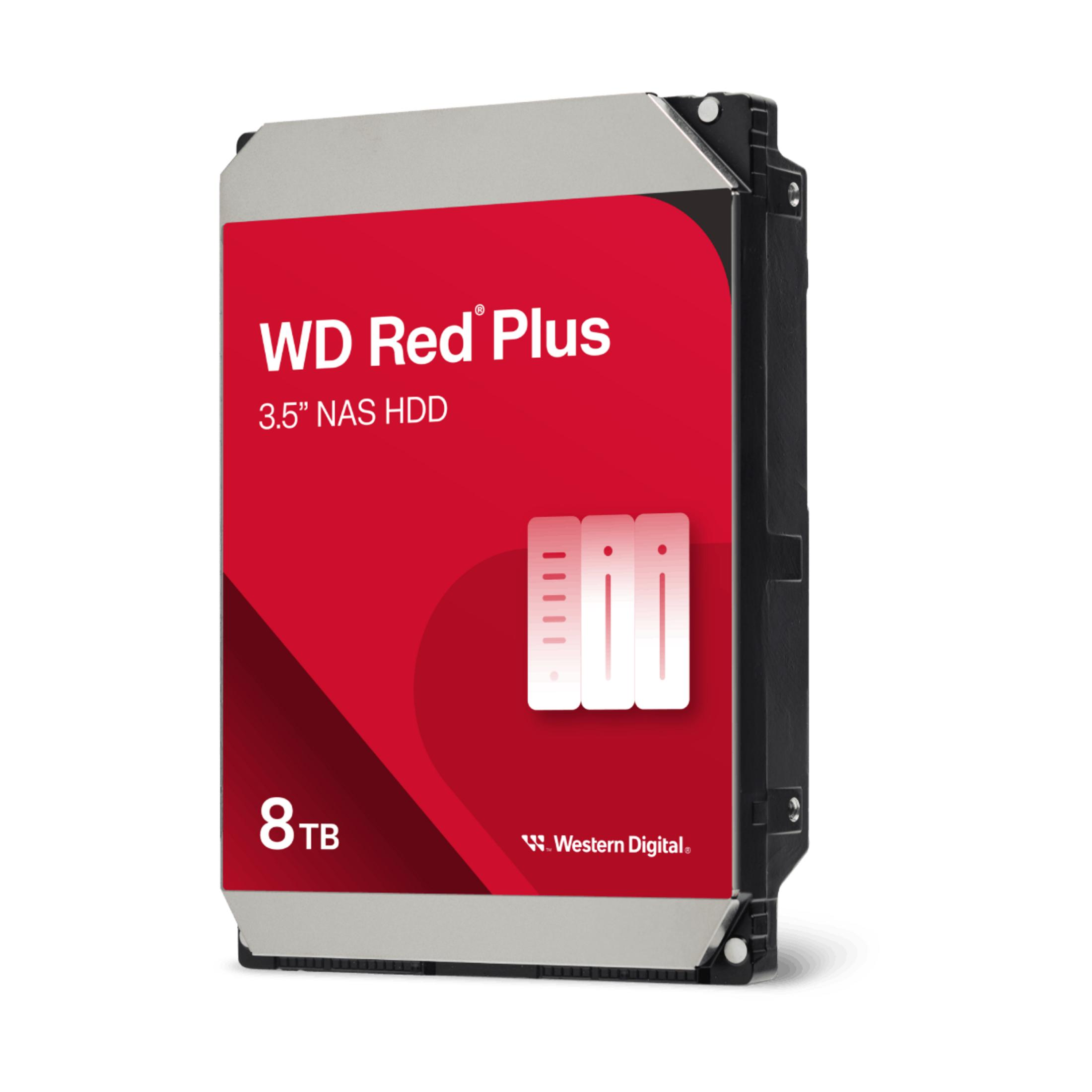 Disco rigido argentato da 3,5 pollici con etichetta rossa, 8 TB.