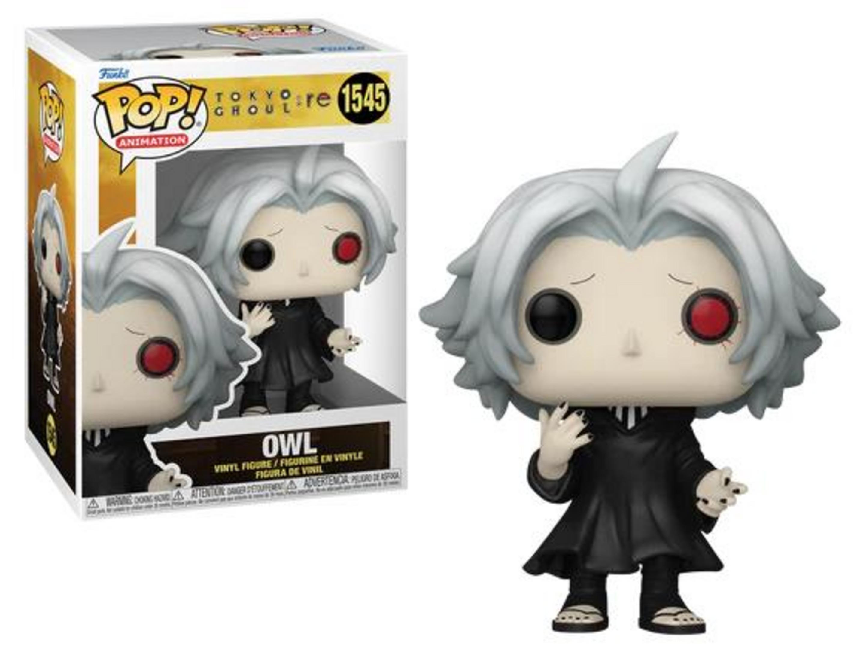 Figura Funko Pop de Tokyo Ghoul con pelo gris y ojos rojos.