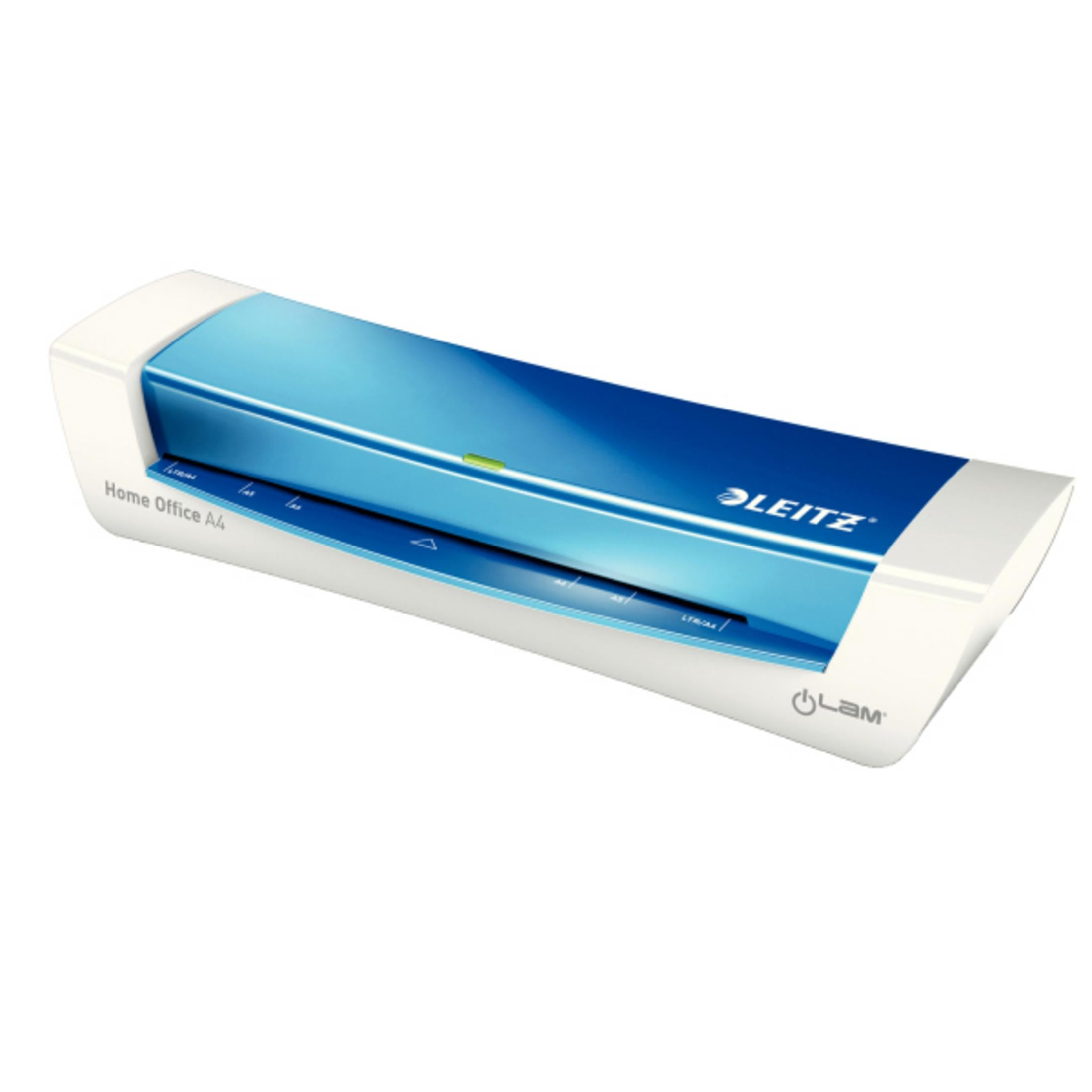 Ein weißer und blauer Leitz Home Office A4 Laminator.