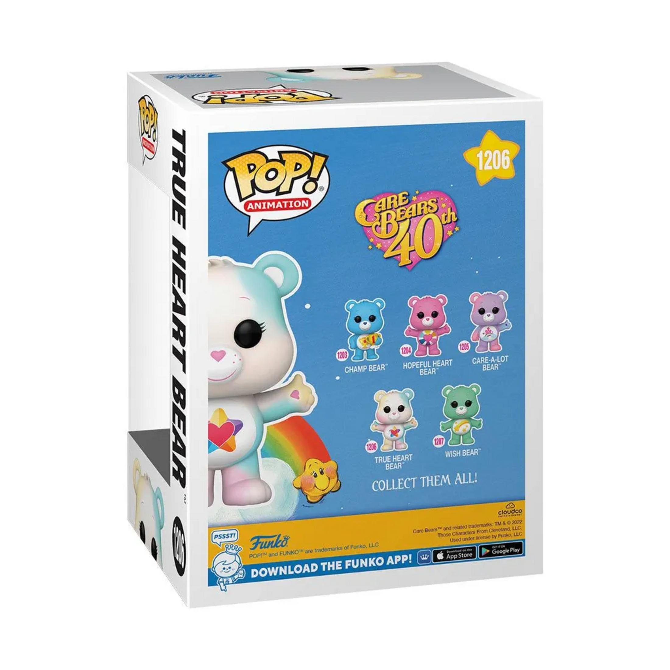 Verpackung für Funko POP! Figur 'True Heart Bear' mit Abbildungen von Care Bears.