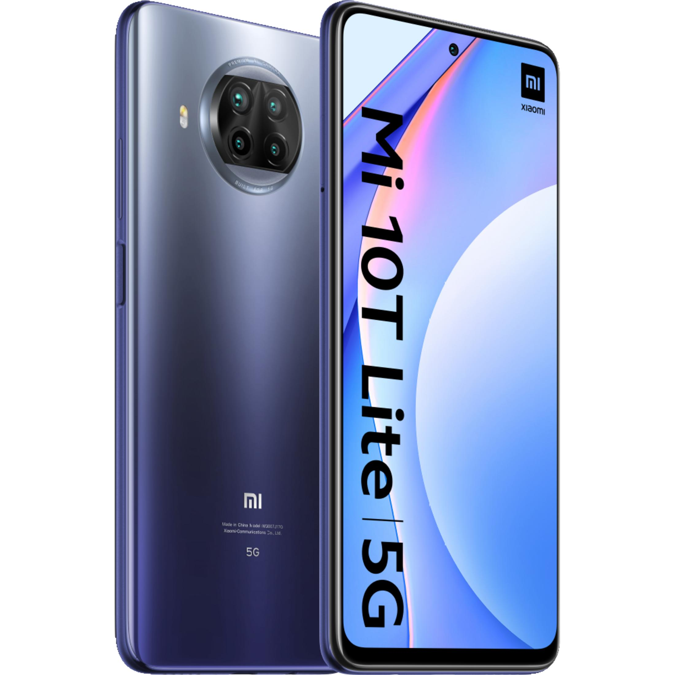 A purple Xiaomi Mi 10T Lite 5G smartphone with a quad camera on the back.