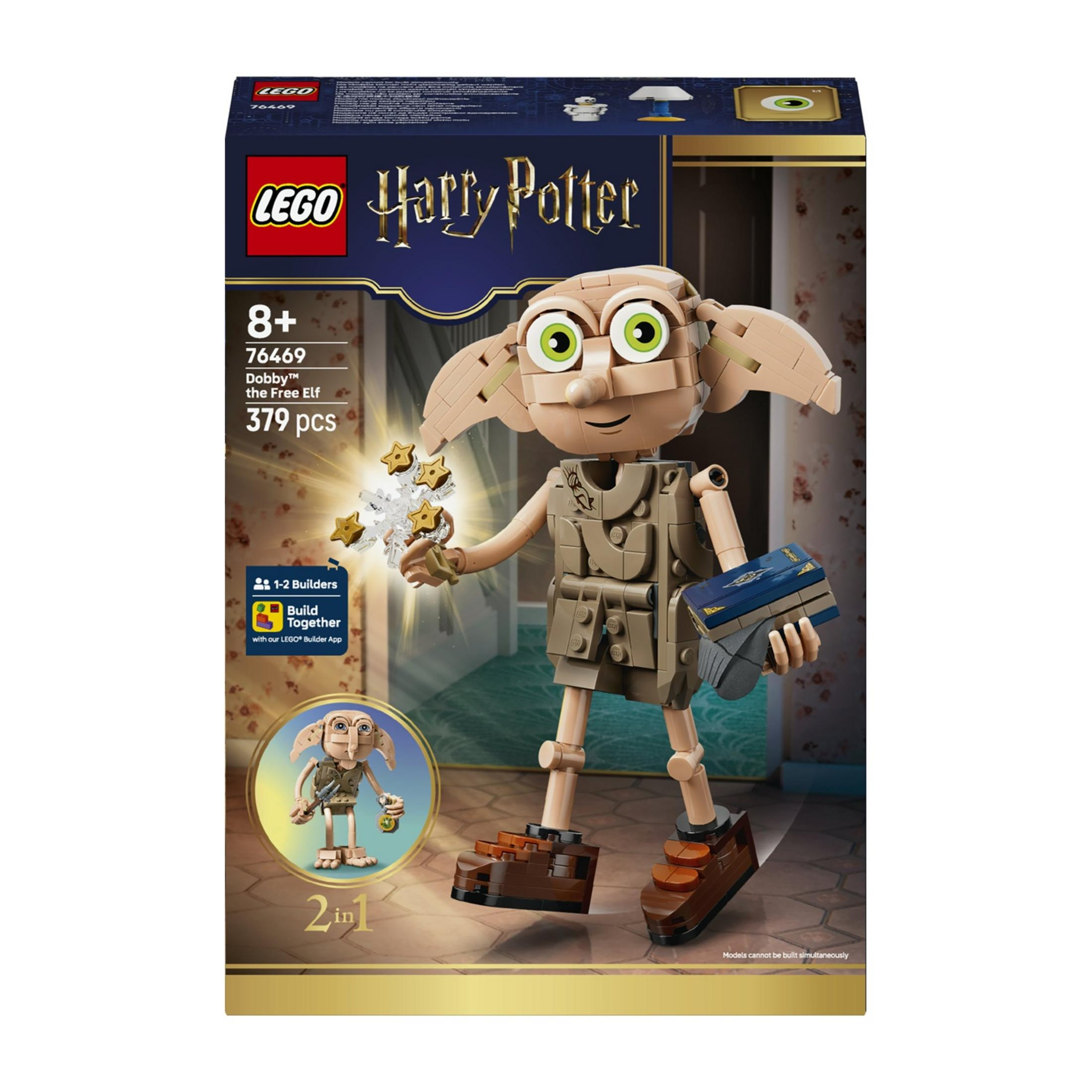 Zestaw LEGO Harry Potter Dobby, 379 elementów. Mały skrzat domowy trzyma magię. Od 8 lat.
