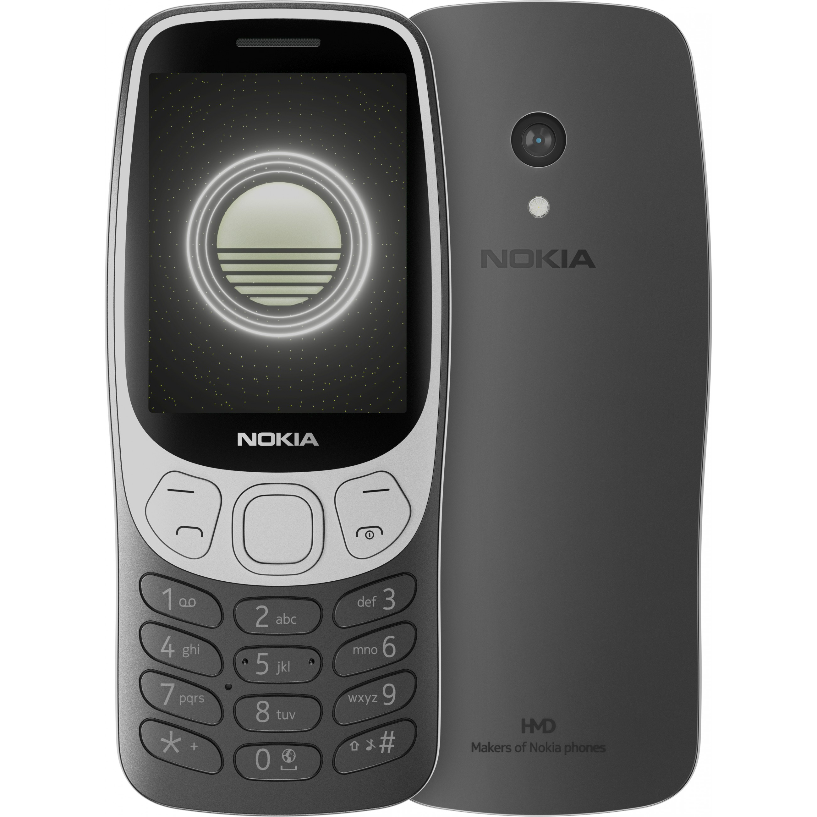 Zwei graue Nokia-Handys nebeneinander, eines mit Sternenhimmel-Display.