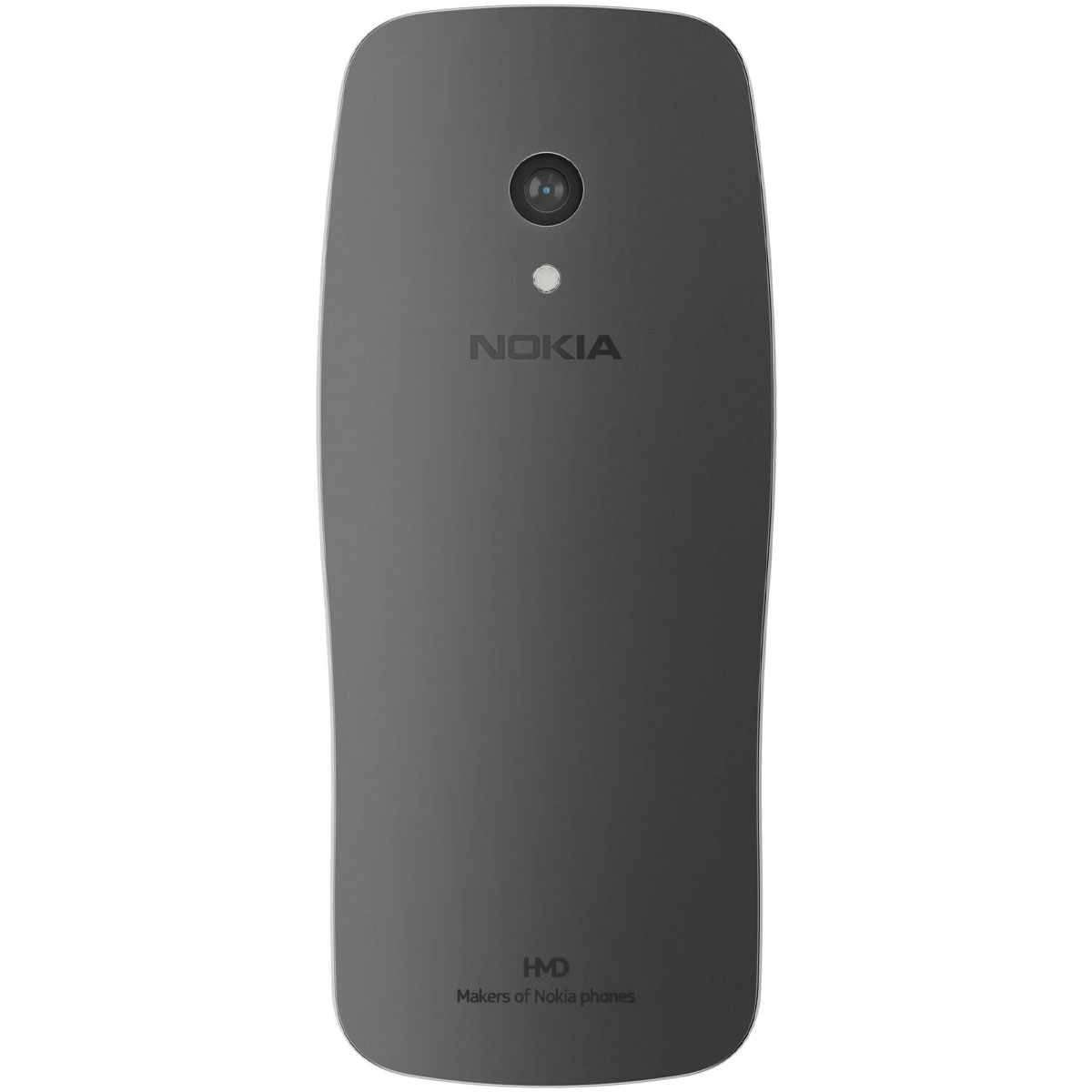 Rückseite eines grauen Nokia-Handys mit Kamera und Logo.