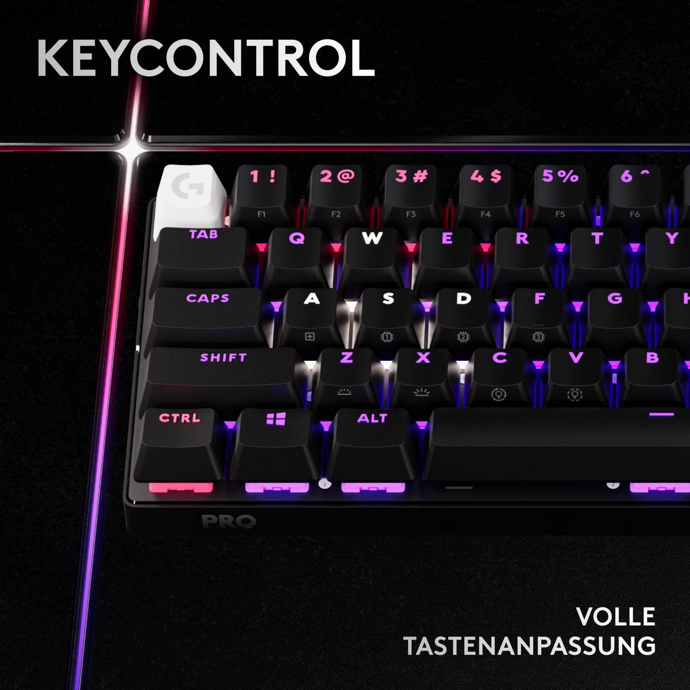 Tastiera nera con illuminazione RGB e scritta KEYCONTROL.