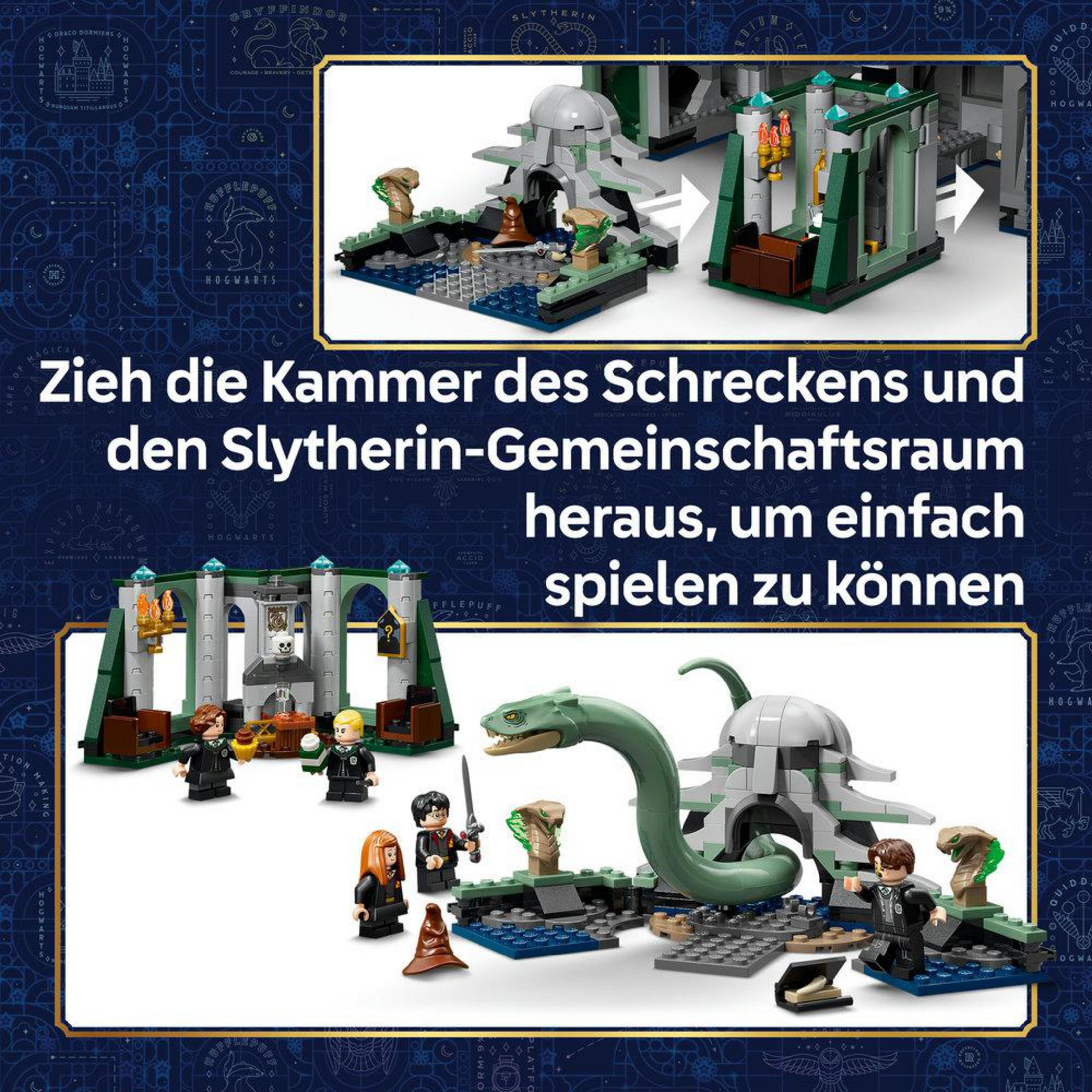 Ricostruzione Lego della Camera dei Segreti e della Sala Comune di Serpeverde.
