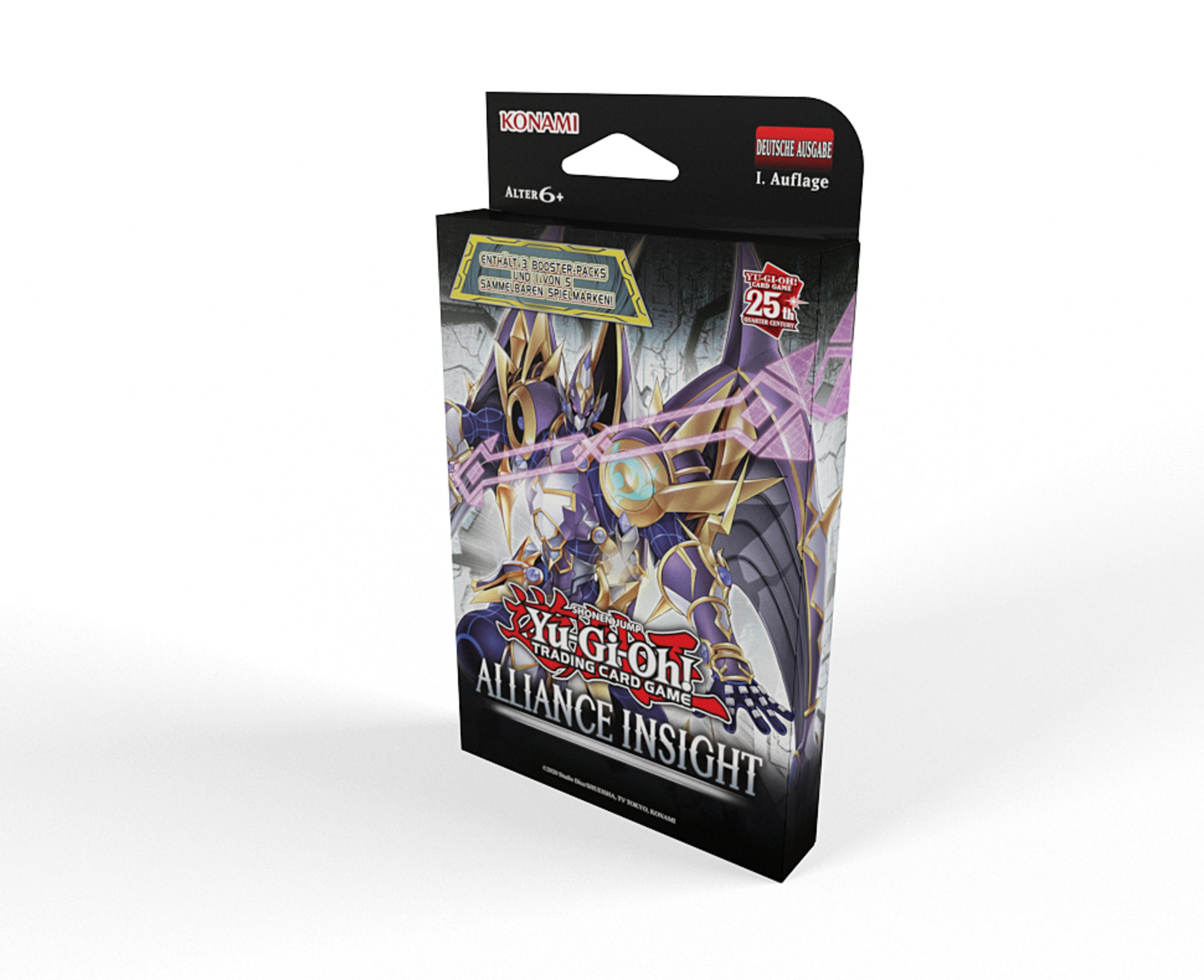 Yu-Gi-Oh! Sammelkartenspiel-Box mit einem lila und goldenen Monster.