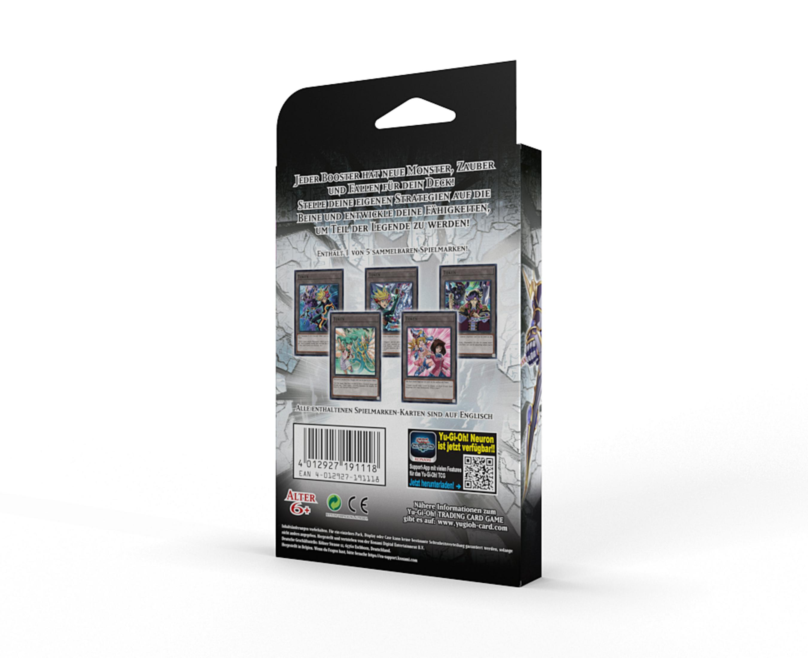 Yu-Gi-Oh! Boosterpackung mit Spielkarten und deutscher Text.
