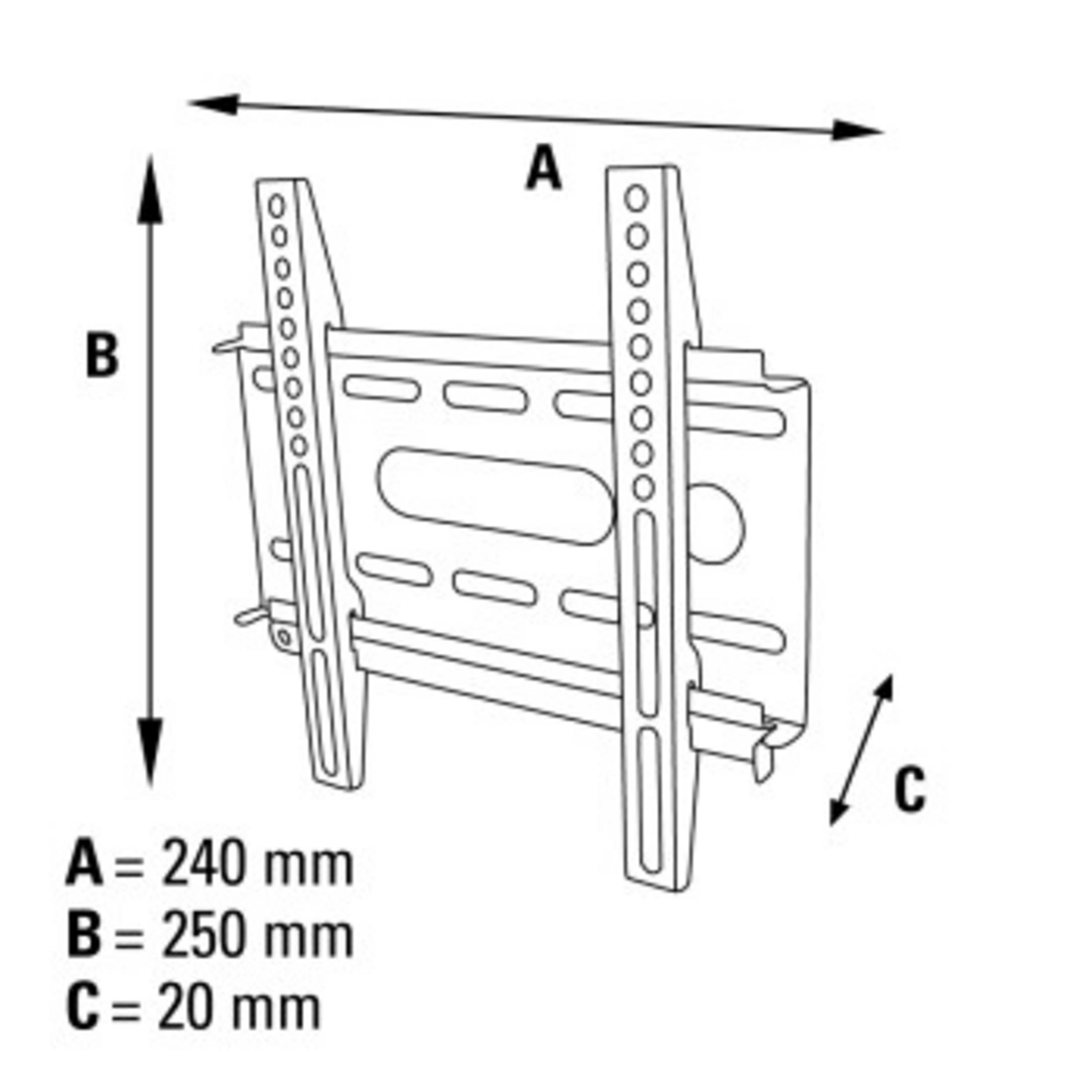 Technische Zeichnung einer Wandhalterung mit Maßen A, B, C.