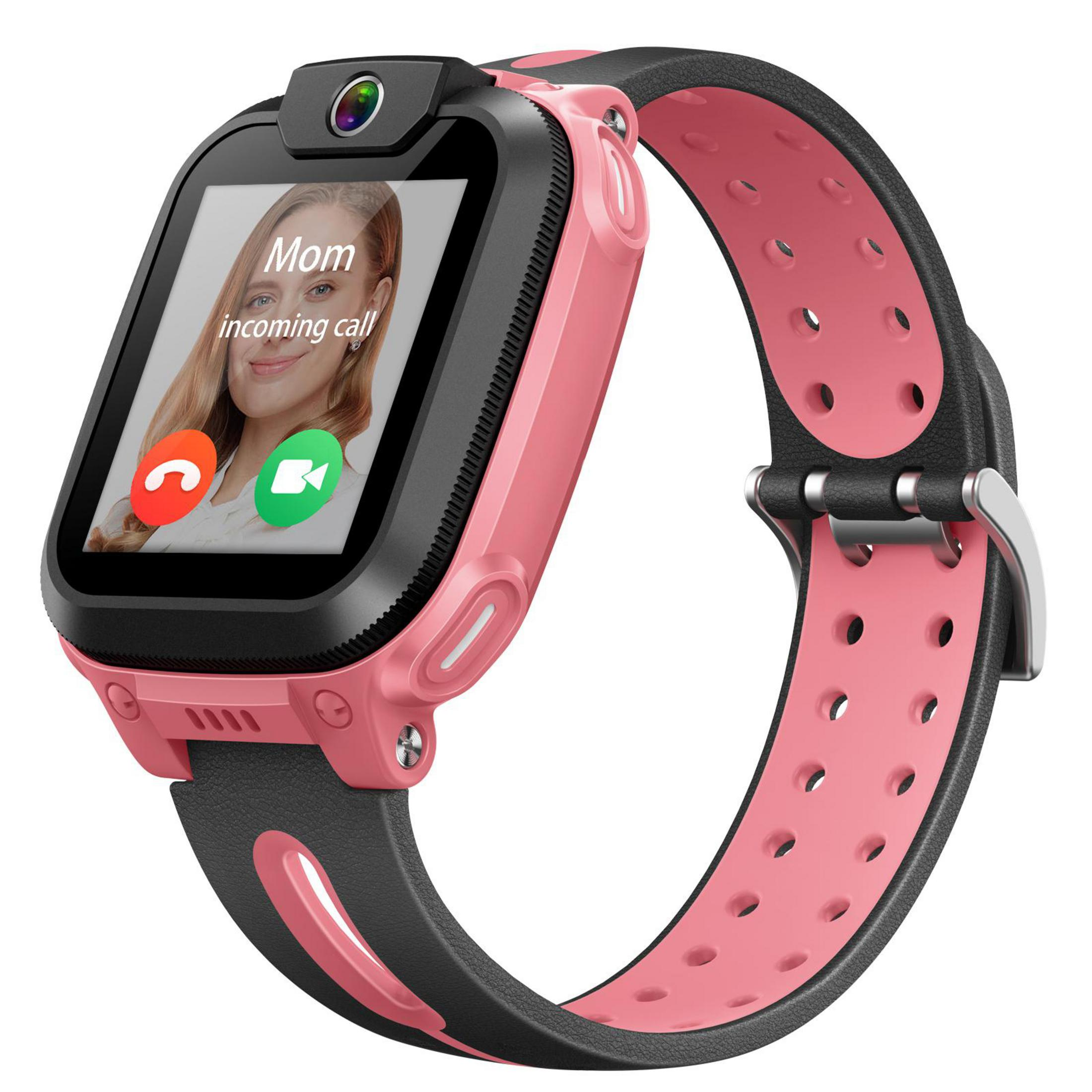 Orologio smart rosa con cinturino nero mostra chiamata in arrivo da Mamma.