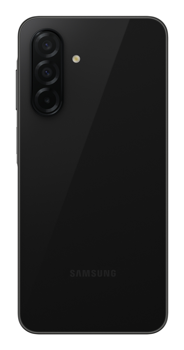Retro di uno smartphone Samsung nero con tre fotocamere e un flash.