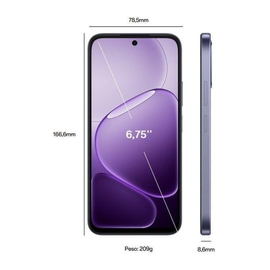 Abmessungen eines Smartphones: 166,6 mm hoch, 78,5 mm breit, 8,6 mm dick, 209 g.