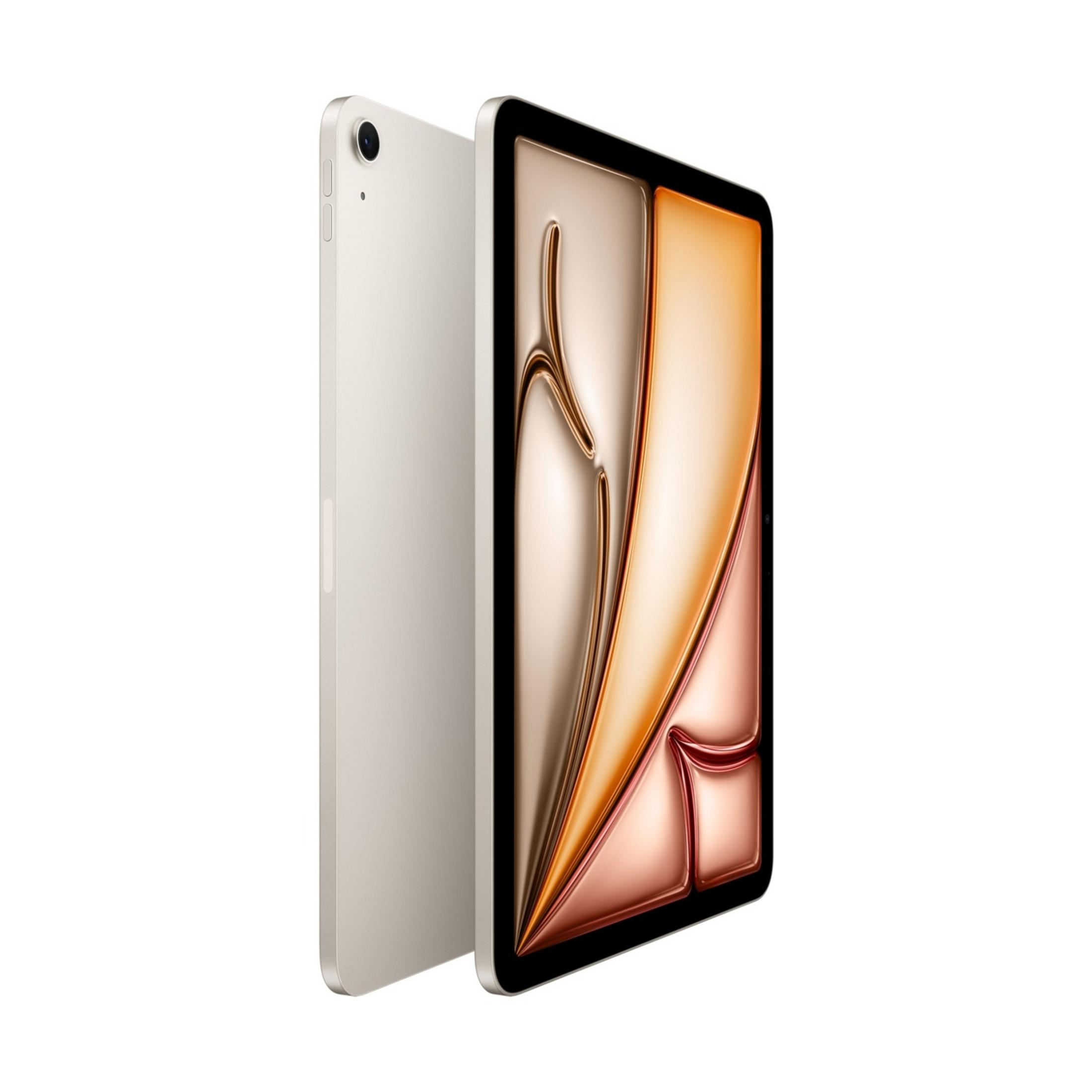Une tablette beige clair avec un écran noir, sur fond blanc.