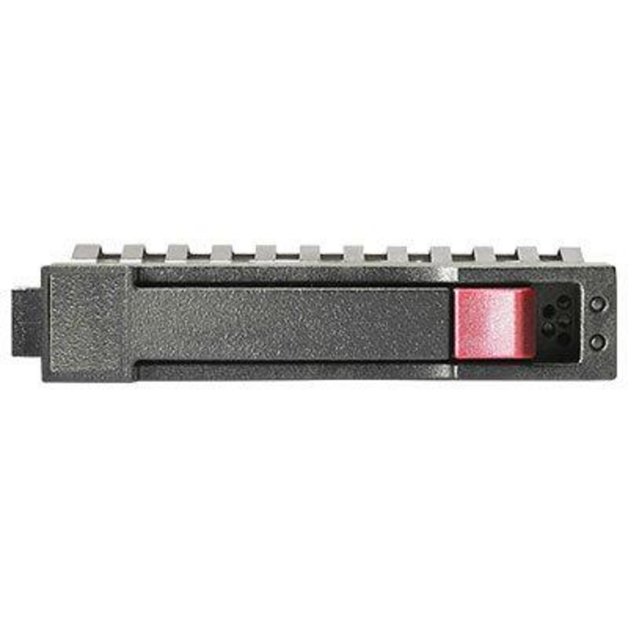Un carrello per hard disk grigio con maniglia rossa e fermagli argentati.