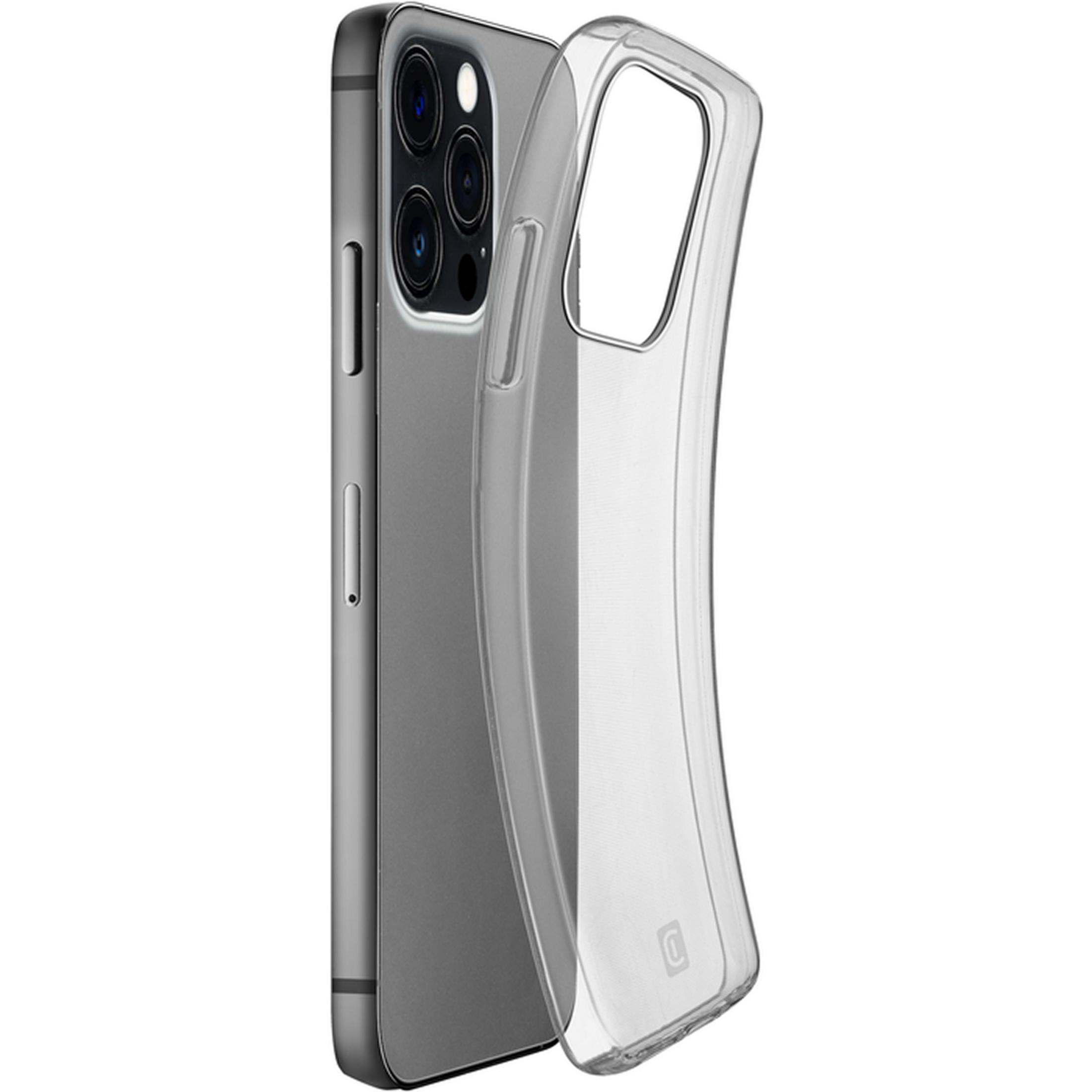 Una custodia trasparente per telefono accanto a uno smartphone.