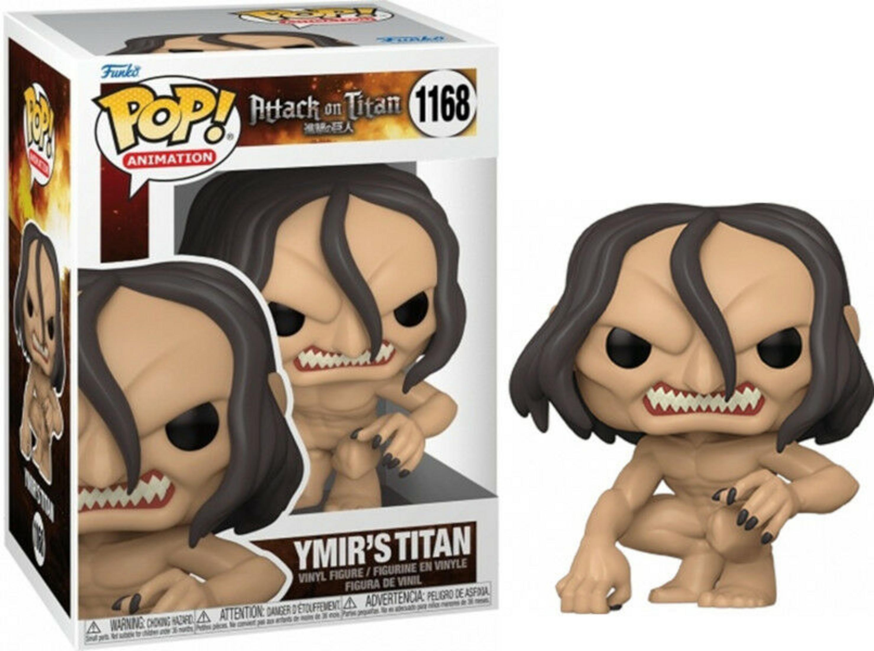 Una figura Funko Pop! de Ymir's Titan de Attack on Titan en su caja.