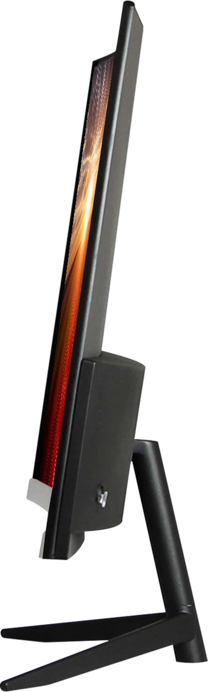Un monitor negro con una imagen abstracta en naranja y amarillo.