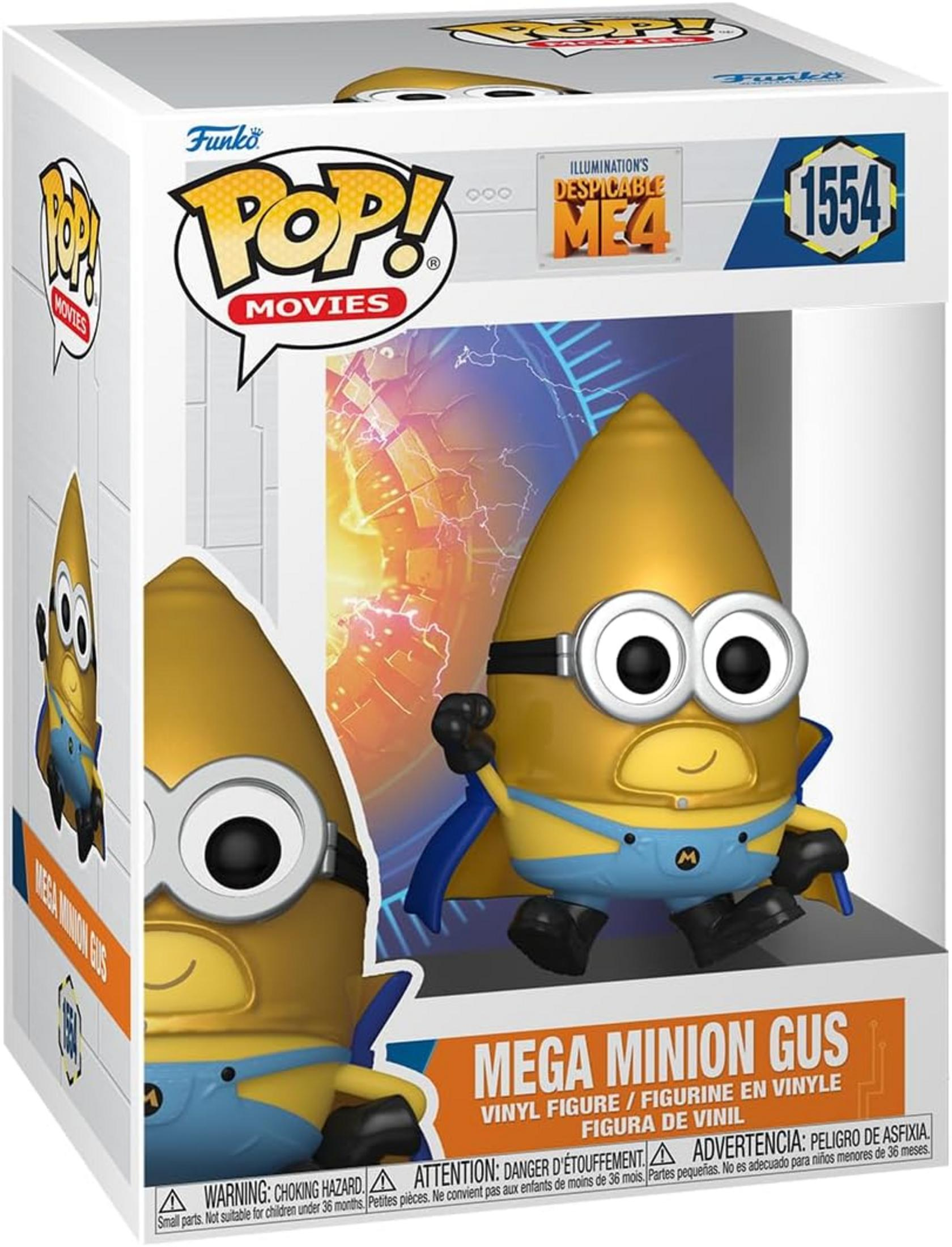 Action figure Funko Pop! di Mega Minion Gus da Cattivissimo Me 4 in confezione.
