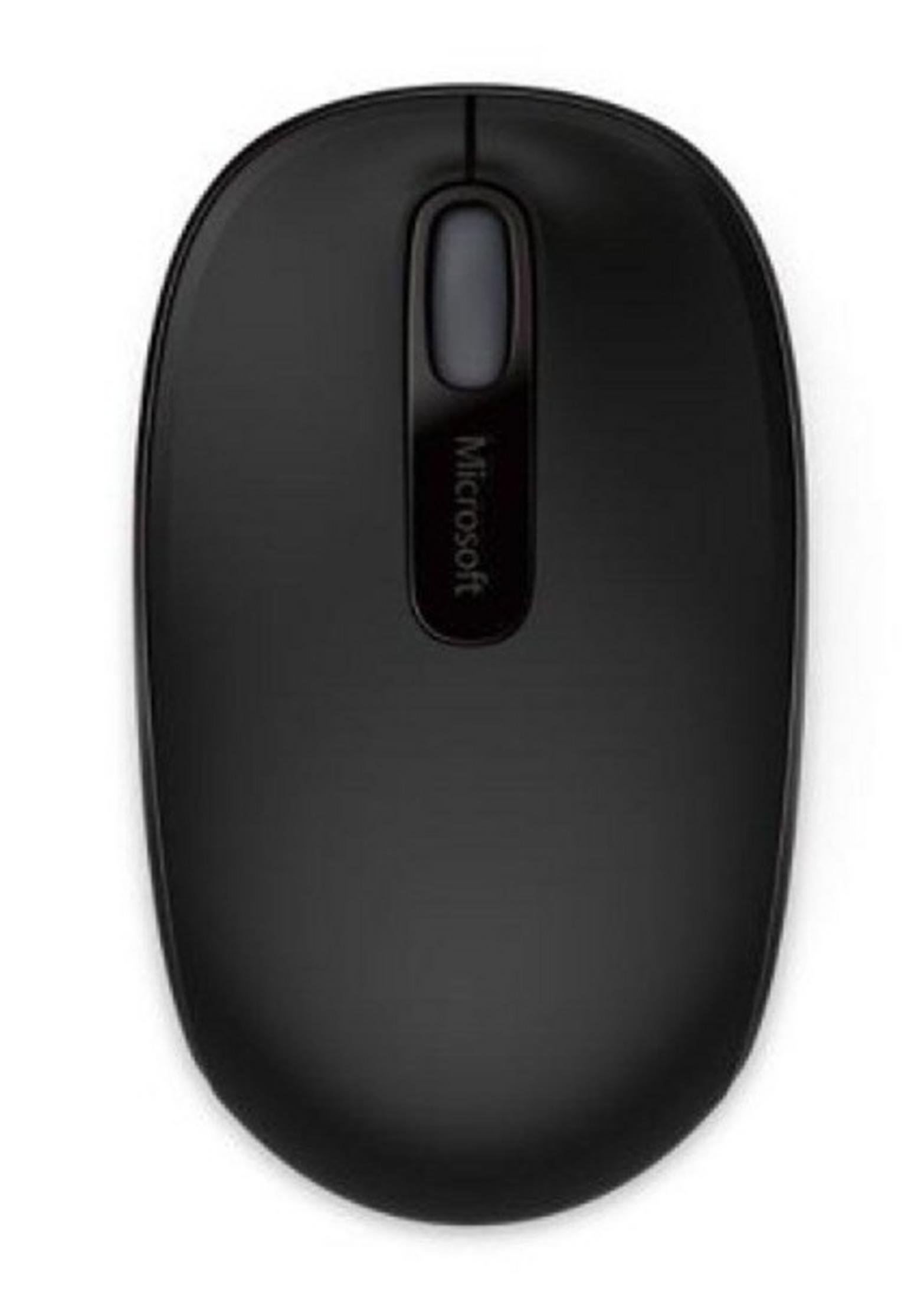 Mouse Microsoft nero con rotella di scorrimento e logo.