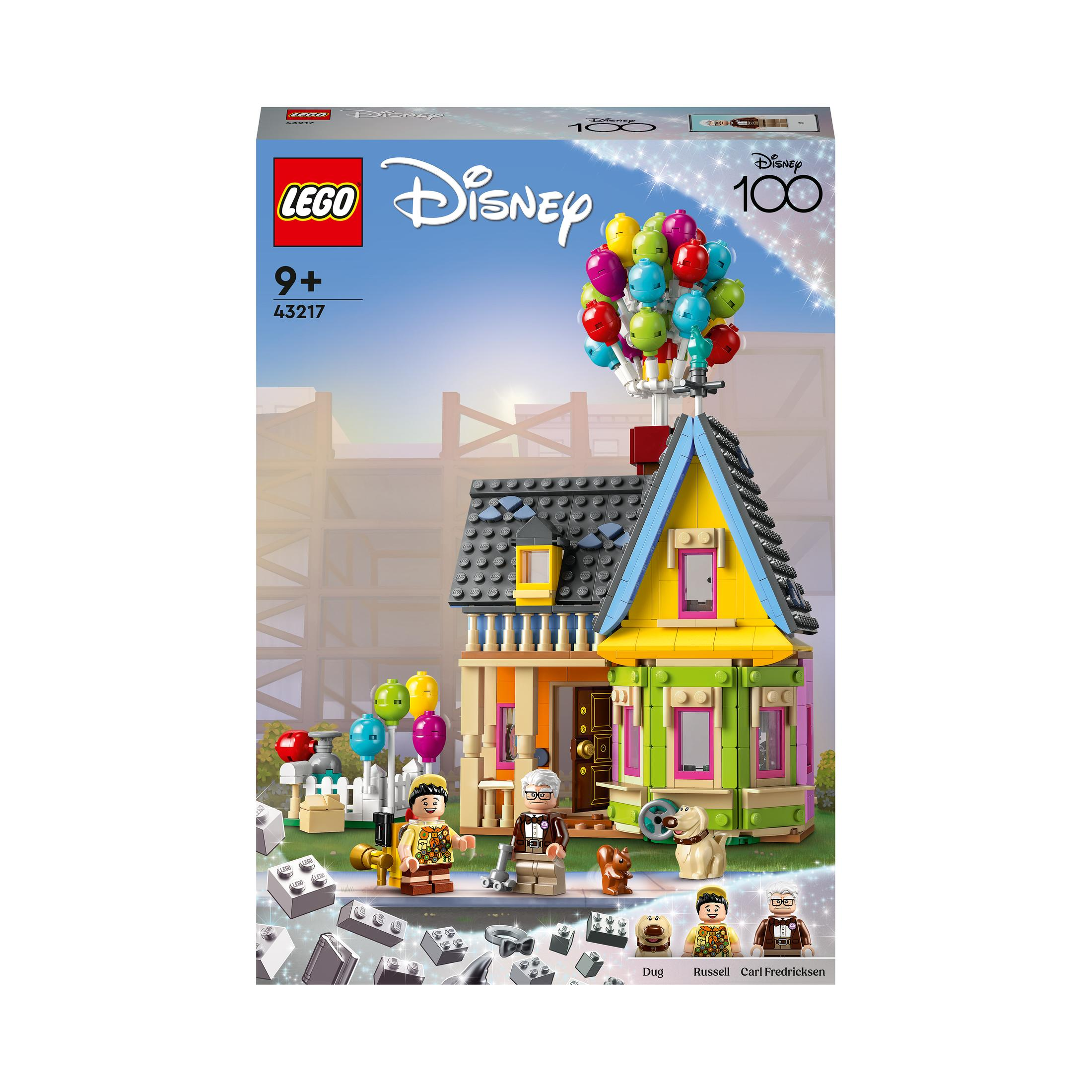 Balonlu LEGO Disney evi, Carl Fredricksen, Russell, Dug figürleri ve sincap.