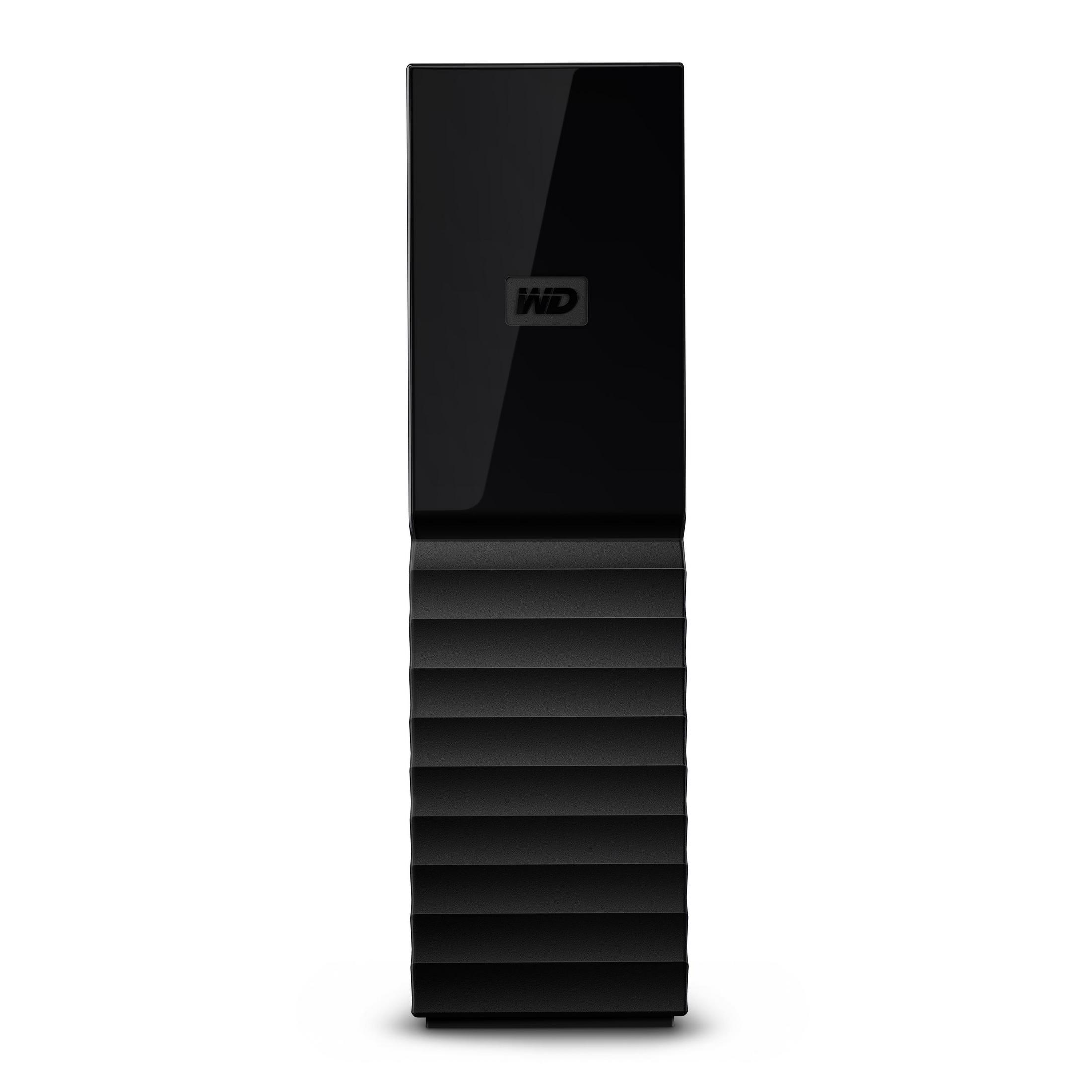 Hard disk esterno nero con sezione inferiore scanalata e sezione superiore lucida.