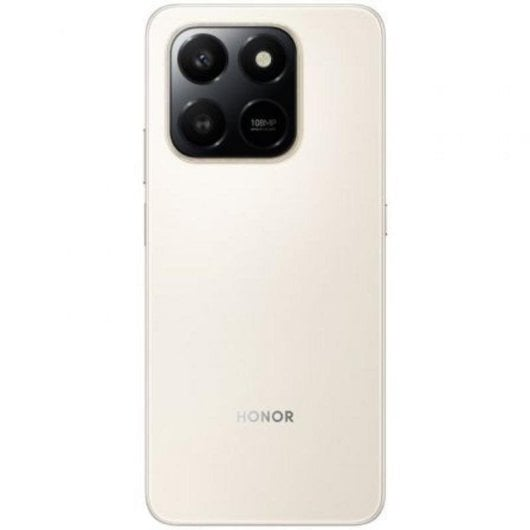 Uno smartphone color chiaro con quad camera posteriore e logo Honor.