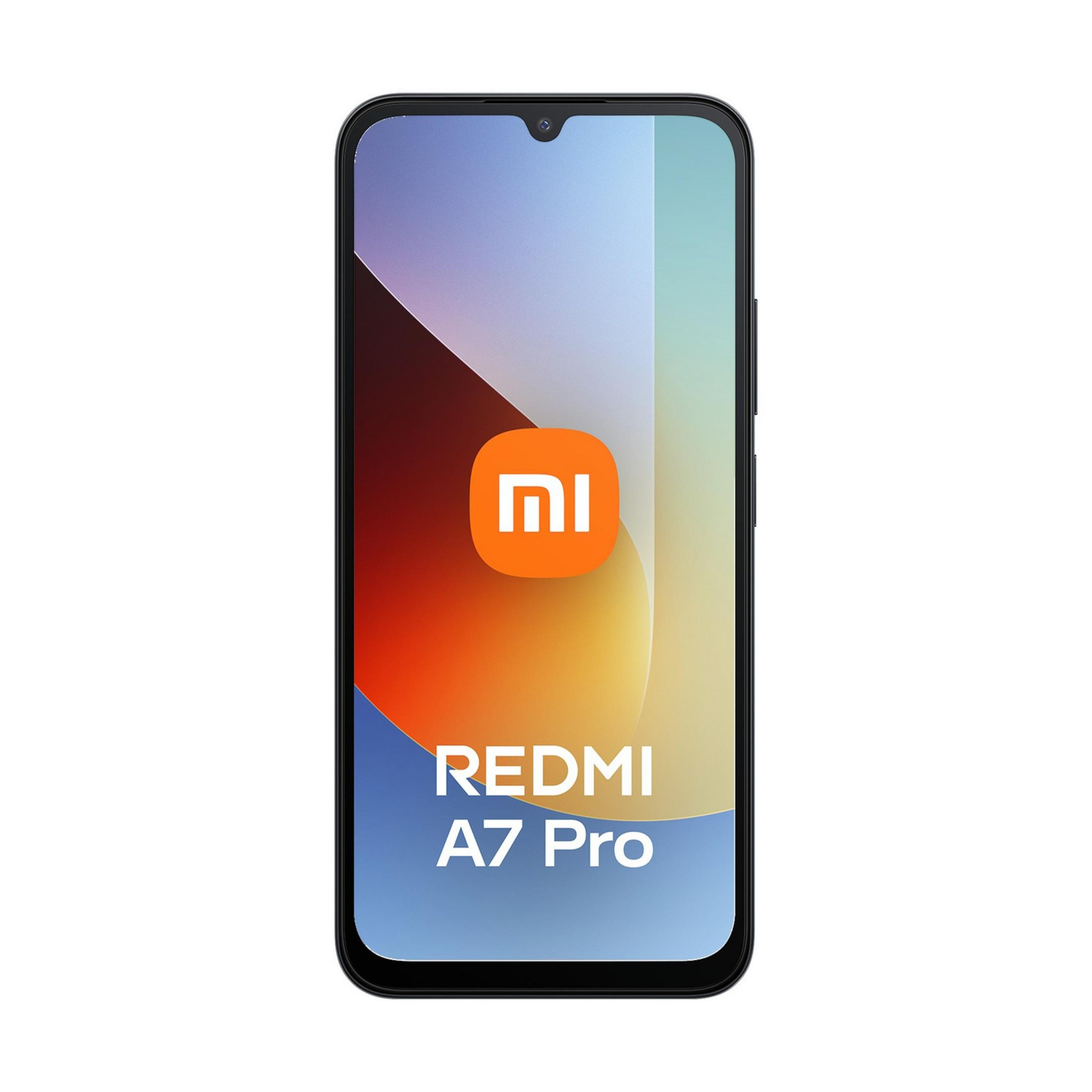 Ein schwarzes Smartphone mit dem Xiaomi-Logo und der Aufschrift REDMI A7 Pro.