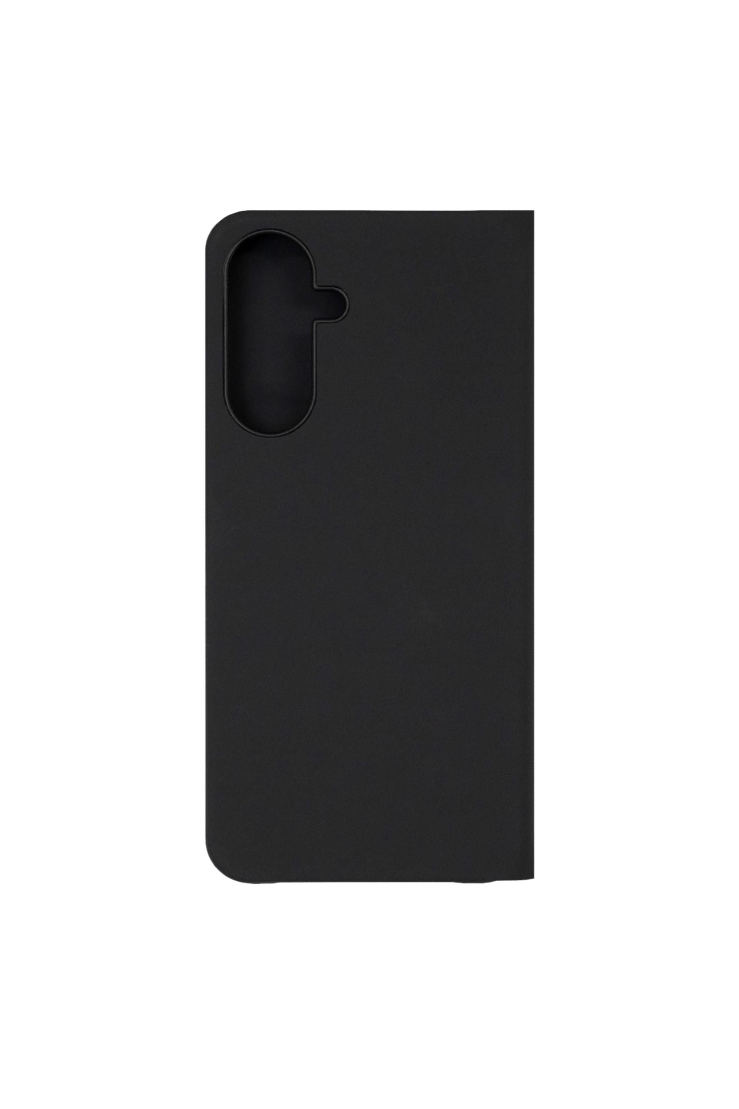 Funda negra para smartphone con recorte para la cámara trasera.