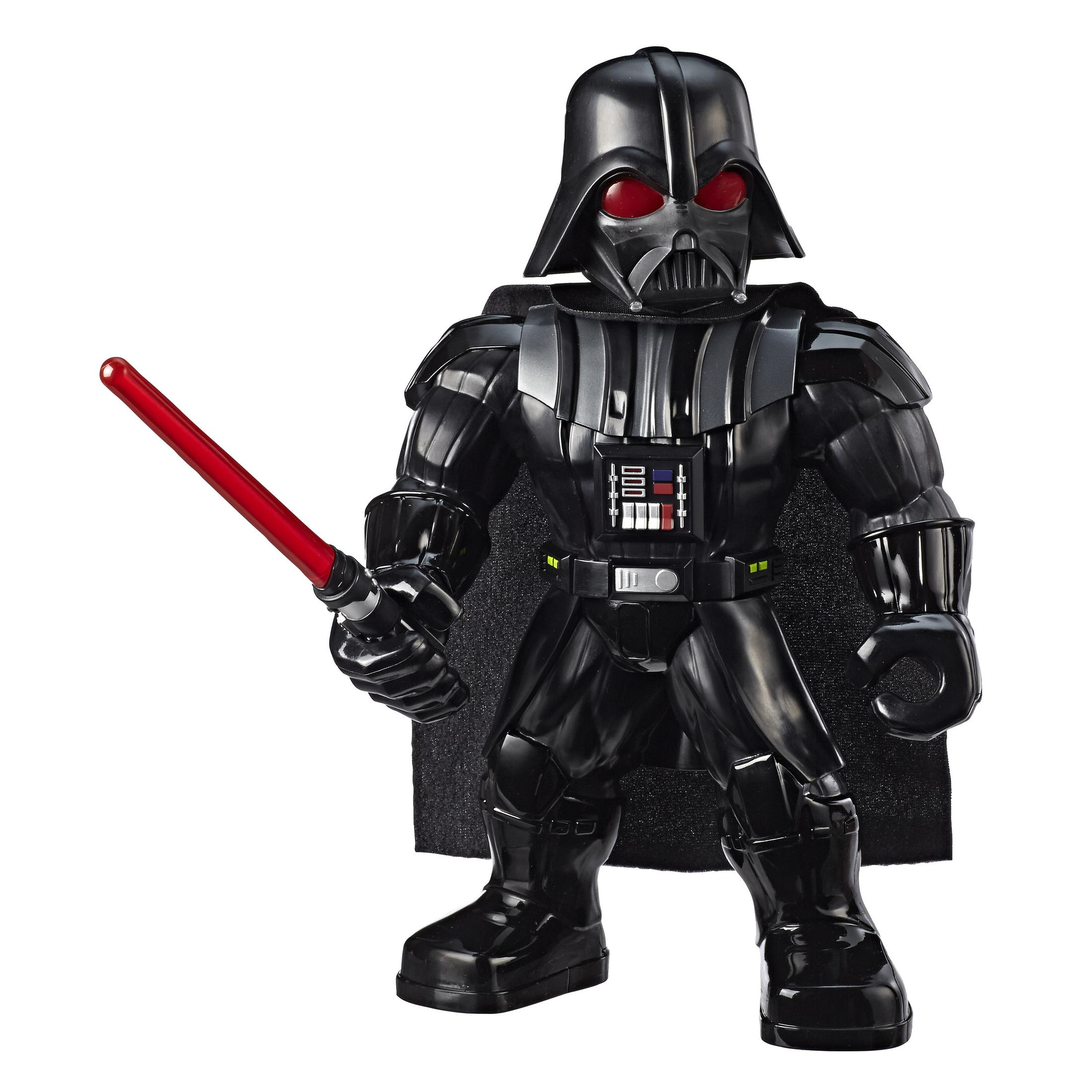Figura de Darth Vader con sable de luz rojo, sobre fondo blanco.