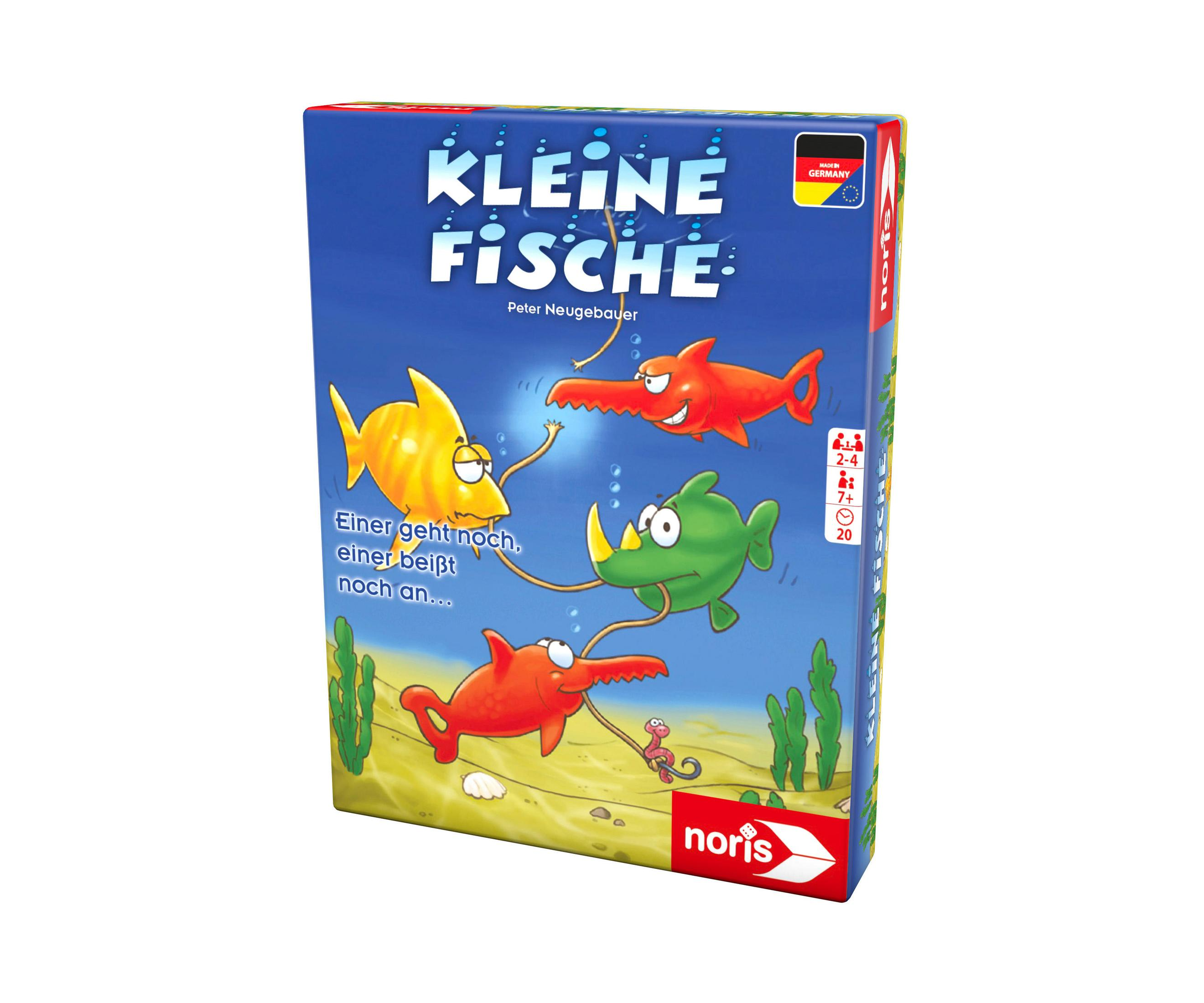 Brettspielverpackung mit lustigen Fischen, die spielen.