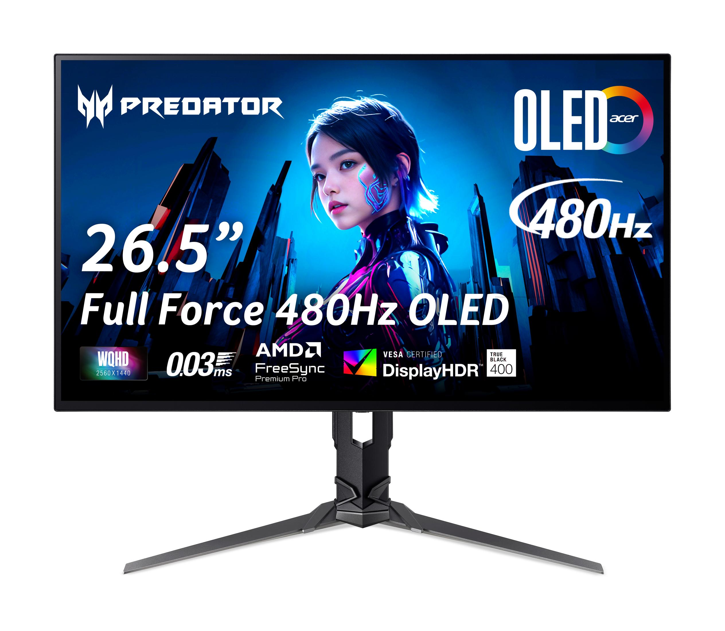 Ein 26,5-Zoll-OLED-Gaming-Monitor mit 480Hz, WQHD, 0,03ms und AMD FreeSync.