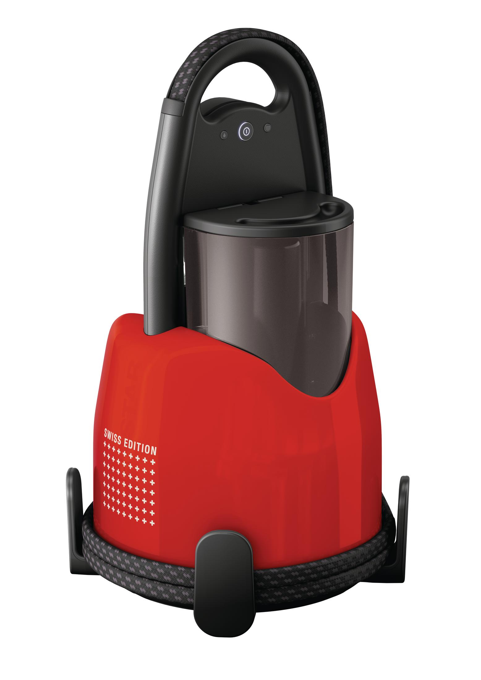 Idropulitrice rossa con manico nero e porta cavo.
