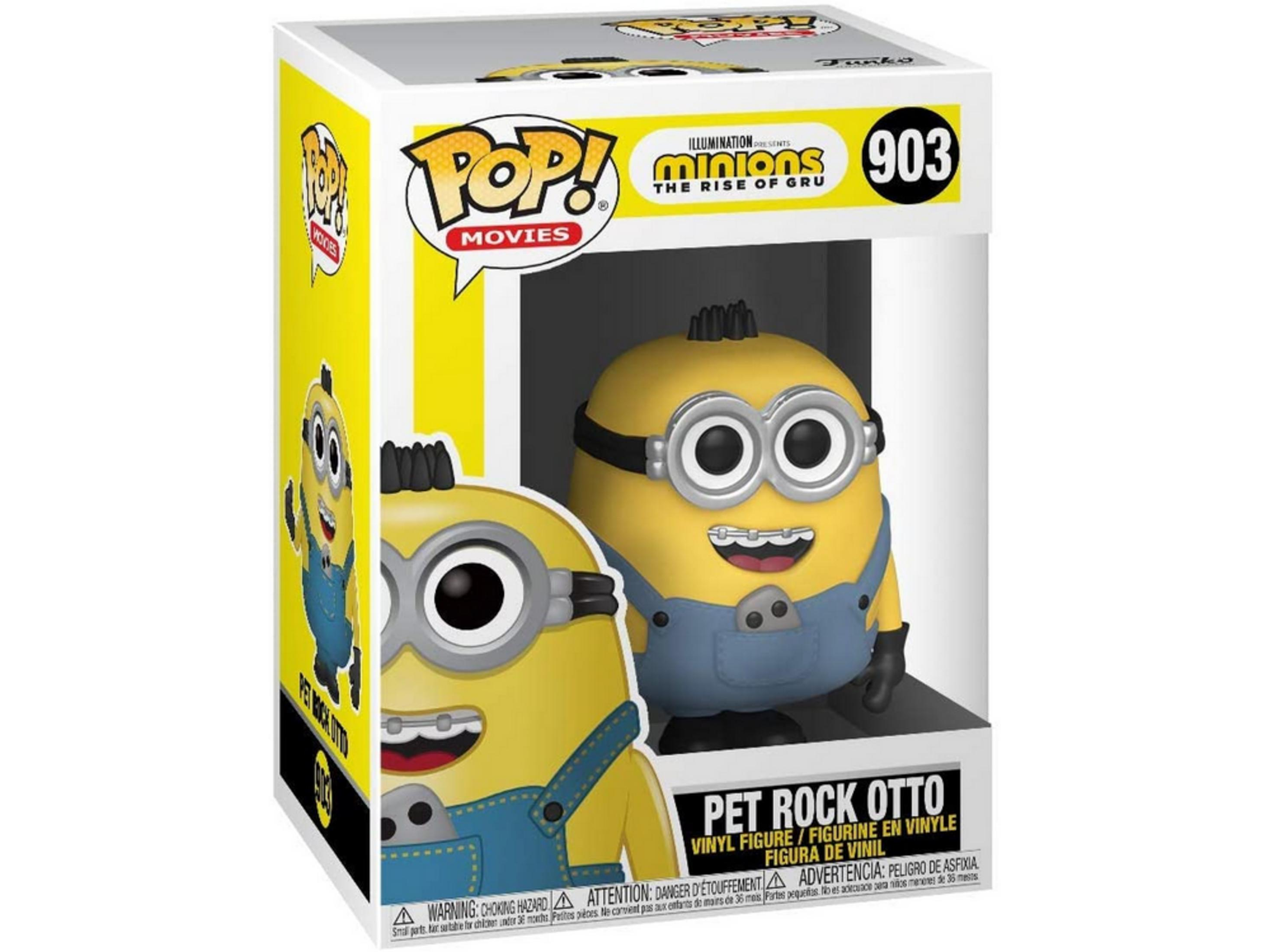 Funko Pop! Minion Pet Rock Otto Figur in Originalverpackung mit Minion-Motiven.