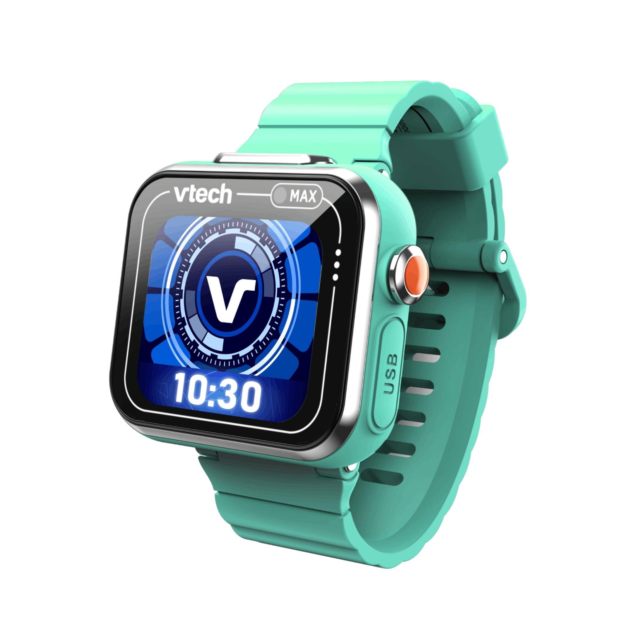 Uno smartwatch color acqua con display digitale mostra le 10:30.
