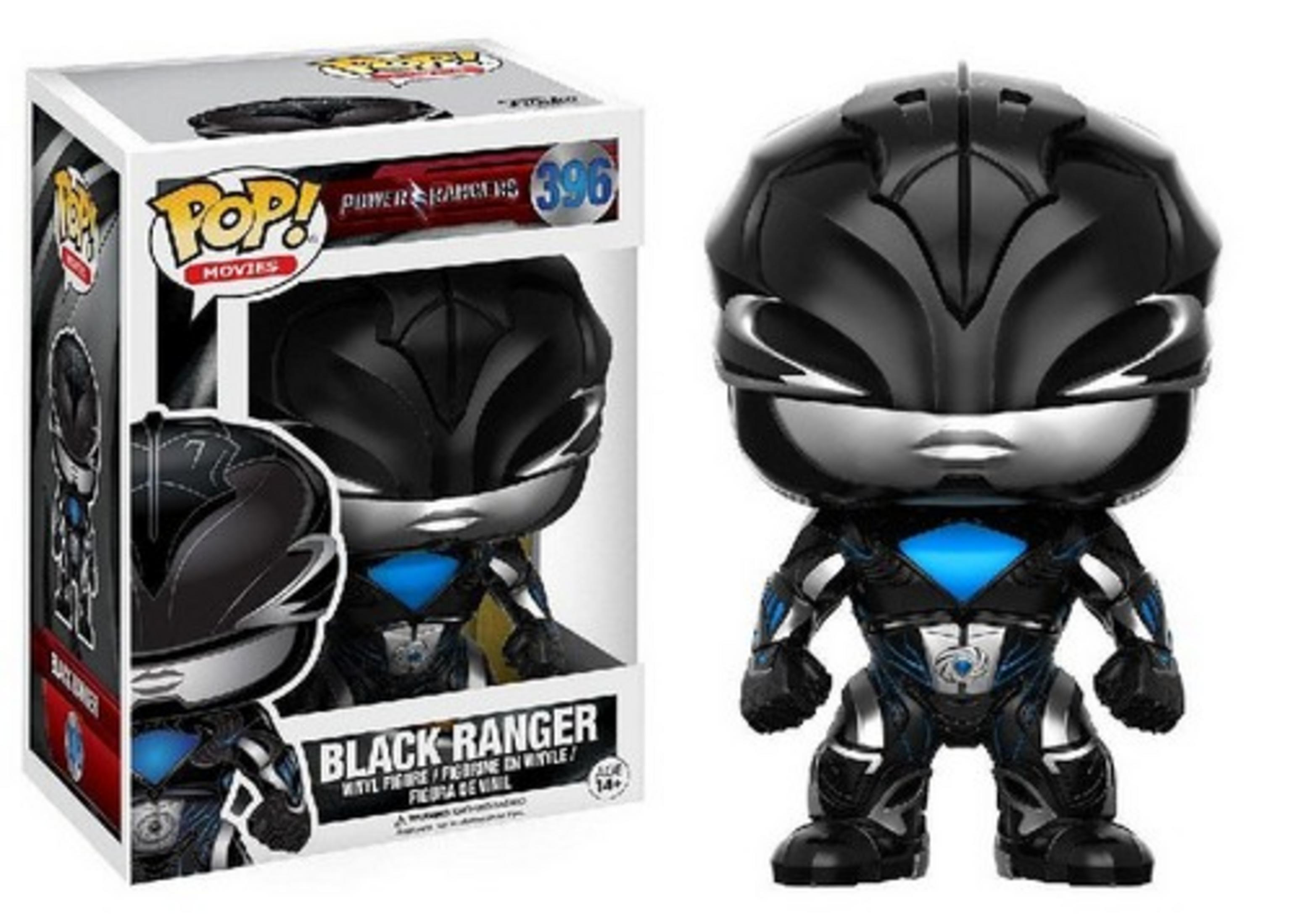 Schwarzer Ranger Funko Pop! Figur in Box, mit blauem Brustdetail.