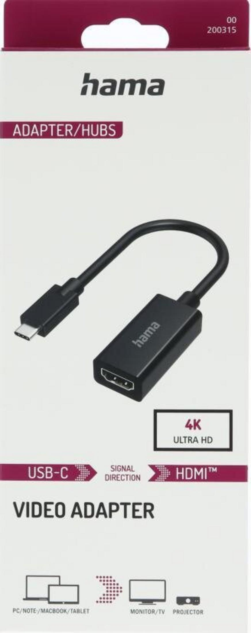 Adaptador Hama USB-C a HDMI para video 4K Ultra HD. Verifique dirección señal.