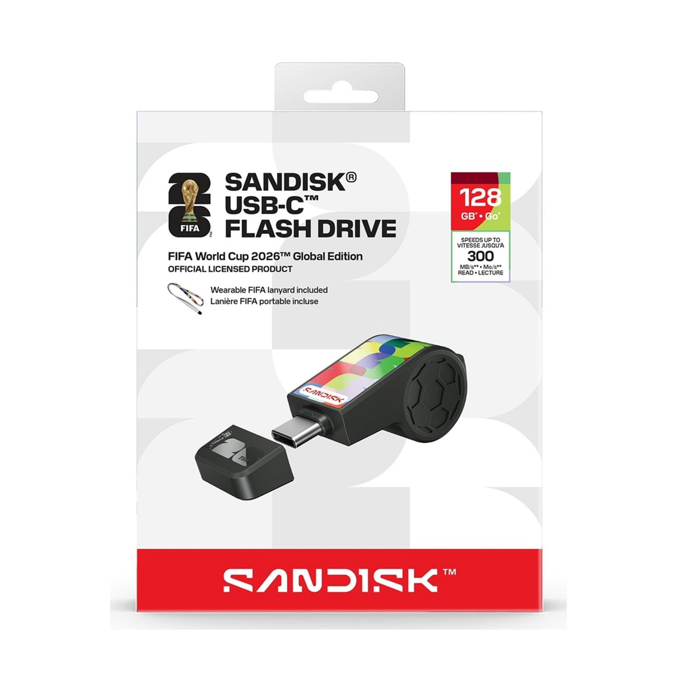 Chiavetta USB-C Sandisk da 128GB, Edizione Globale Coppa del Mondo FIFA 2026.