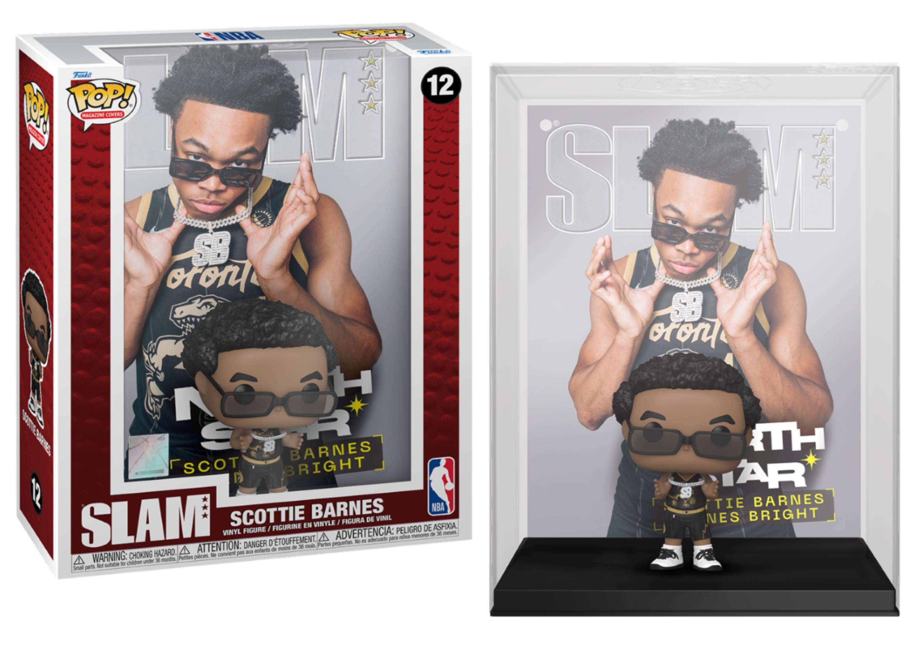 Figura de vinilo Funko POP! Scottie Barnes en caja y vitrina.