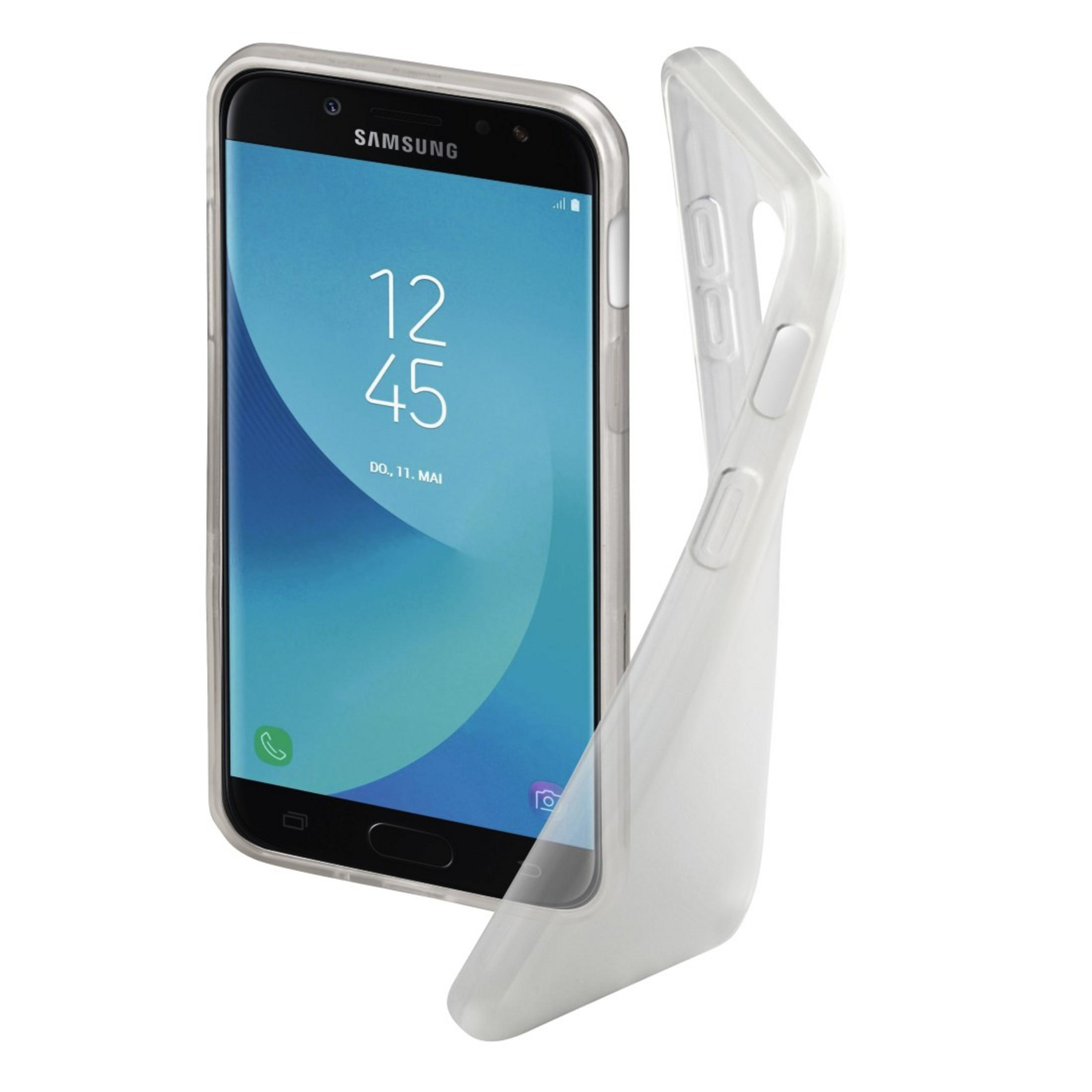 Una cover trasparente avvolge un Samsung con l'ora sullo schermo.
