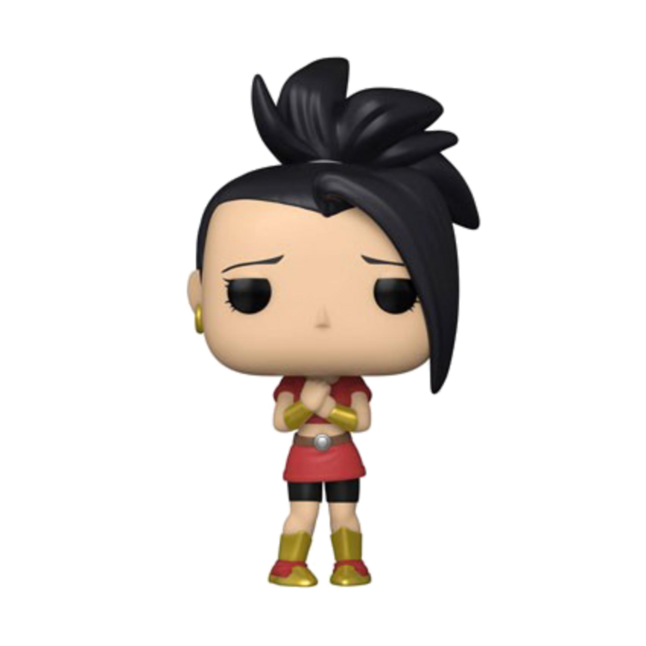 Un Funko Pop! di Kale con capelli neri, top rosso e stivali dorati.