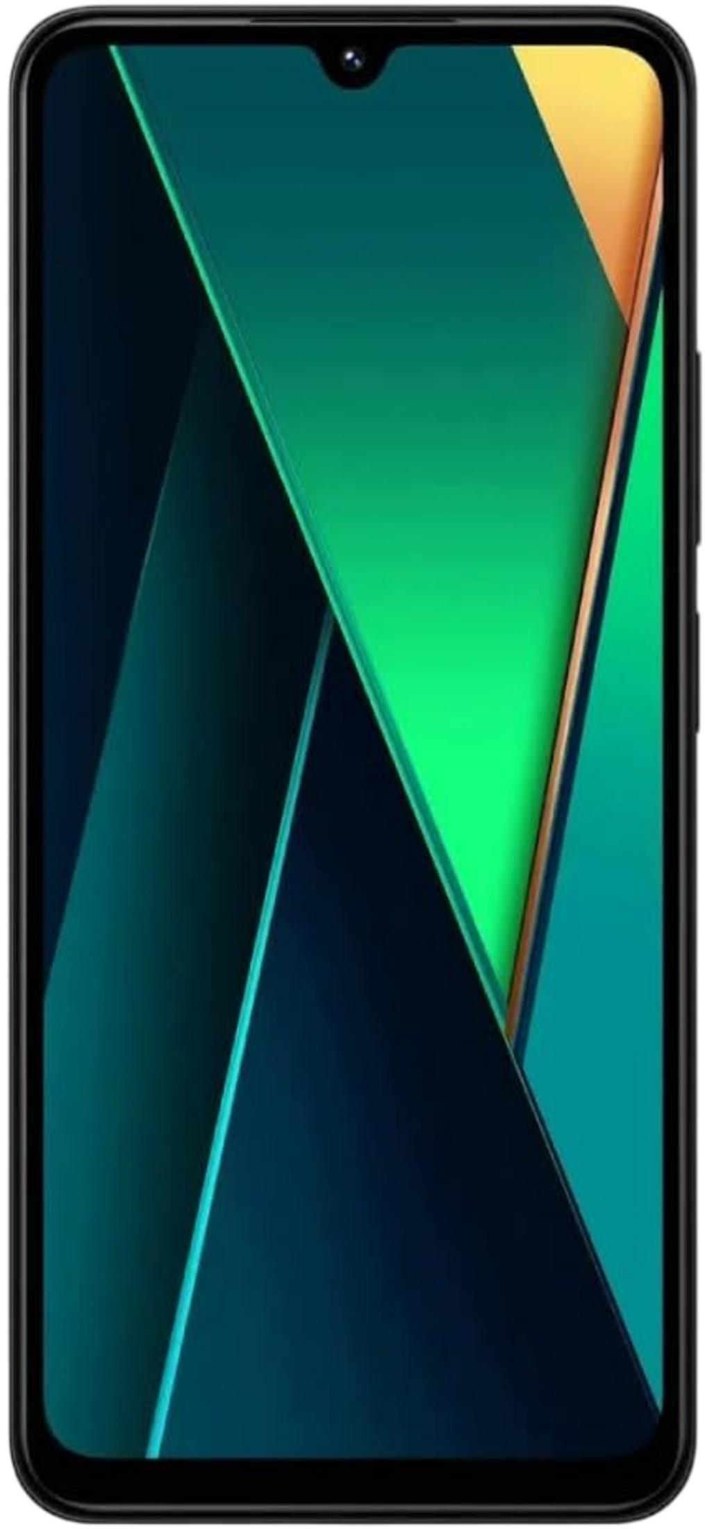 Uno smartphone con uno sfondo astratto e geometrico nei toni del blu, verde e giallo.